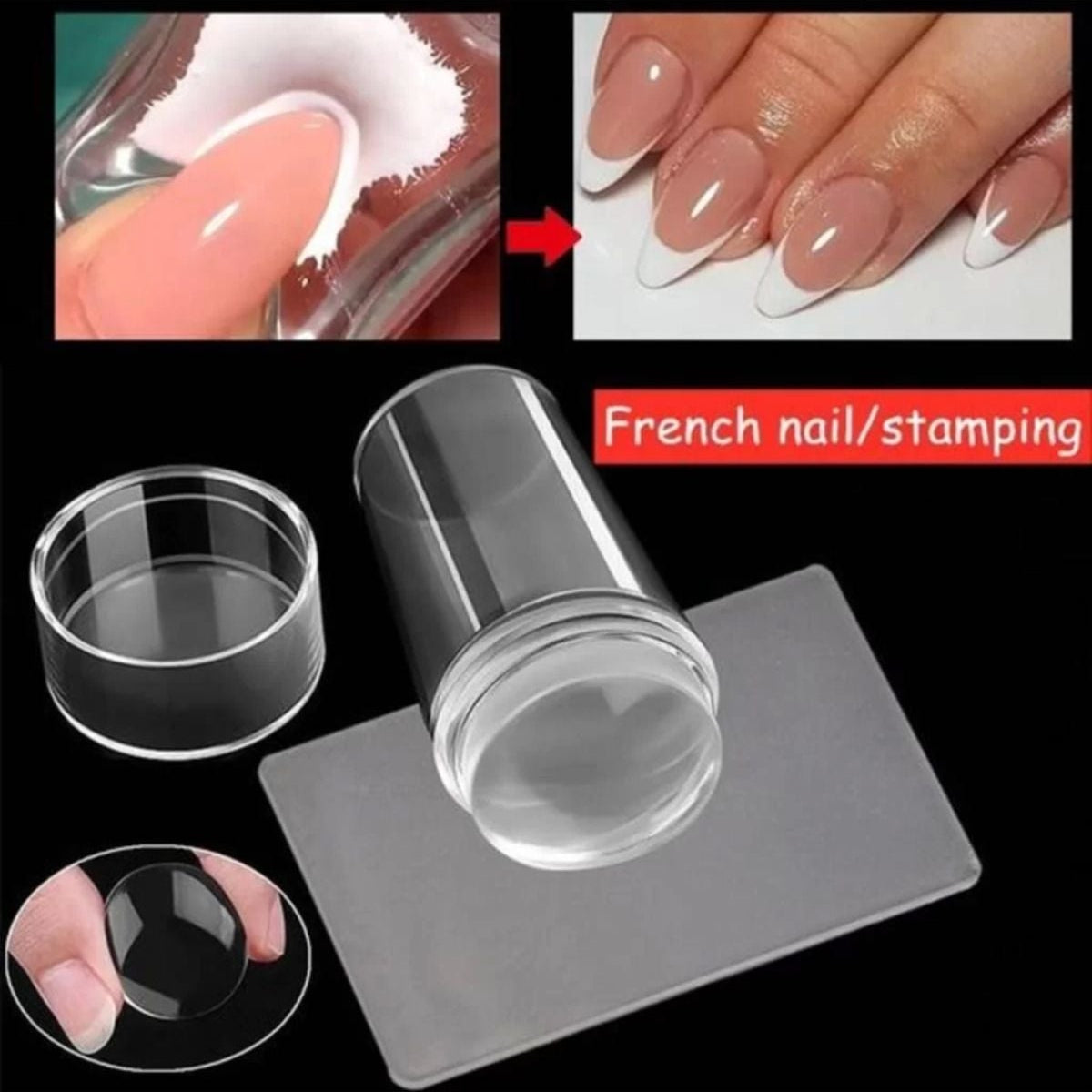 Yenigeldi Silikon Oje Şekillendiricisi, Tırnak Süs Damgalama Aleti, French Nail Stamper