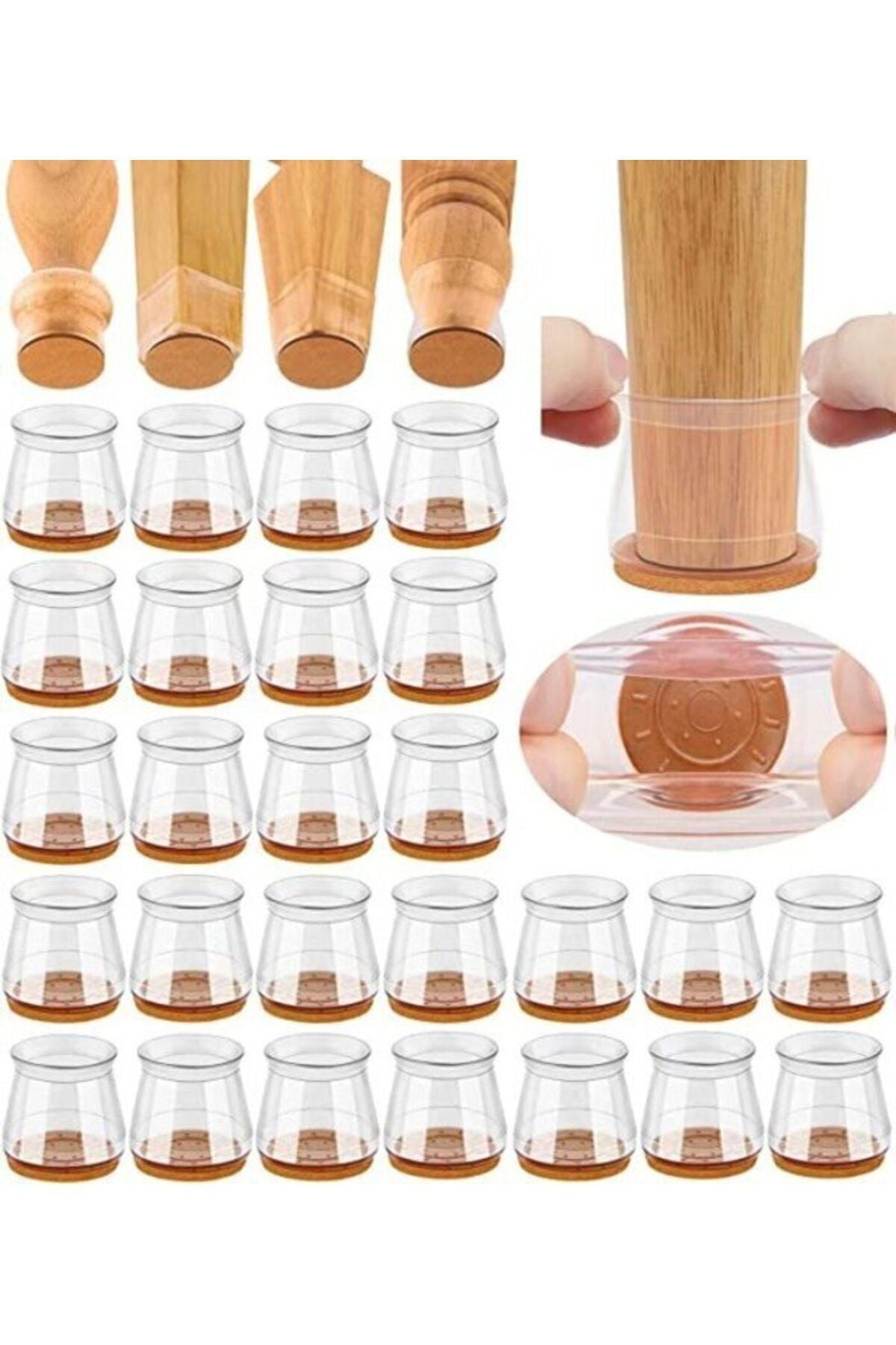 Yenigeldi 8 Adet (2 CM VE 2.8 CM) Füme Keçeli Silikon Masa Sandalye Pabuç Sandalye Kaydırmaz Zemin Koruyucu