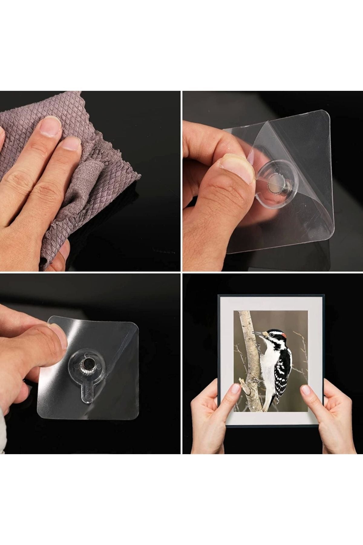 Yenigeldi 12 Adet Süper Güçlü Yapışkan Çerçeve Resim Askısı Yapışkanlı Askı Paslanmaz Çelik Mutfak Banyo Ev Du