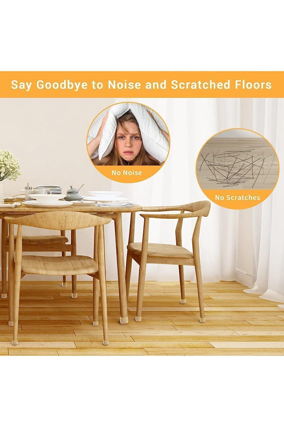 Yenigeldi 8 Adet (2 CM VE 2.8 CM) Füme Keçeli Silikon Masa Sandalye Pabuç Sandalye Kaydırmaz Zemin Koruyucu