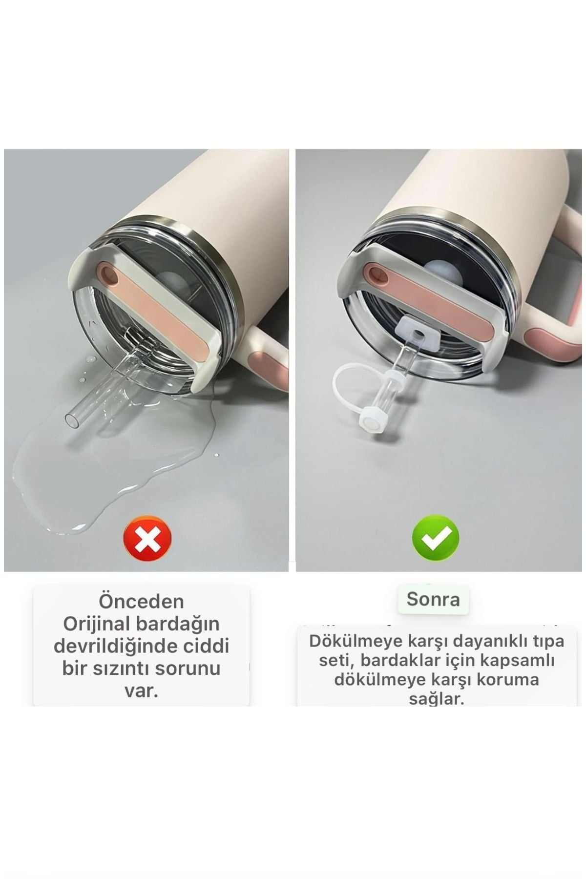Yenigeldi 4 set ( 12 parça ) Şeffaf 10 mm Pipet tıpası 40 ve 30 oz Termos için Sızdırmaz Seti