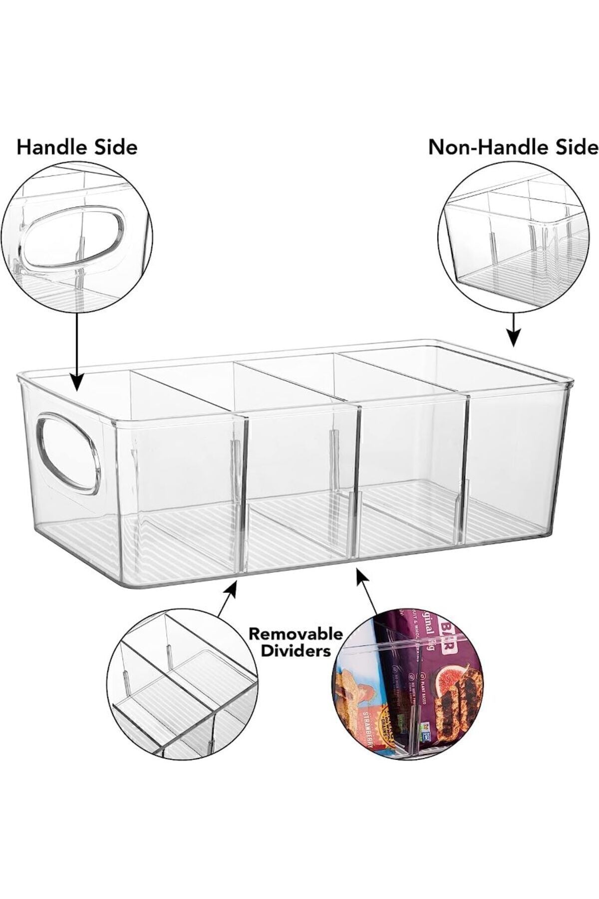 Yenigeldi 1 Adet Akrilik Çıkarılabilir Bölmeli Mutfak Buzdolabı Düzenleyici Makyaj Banyo Organizeri Çay Kutusu