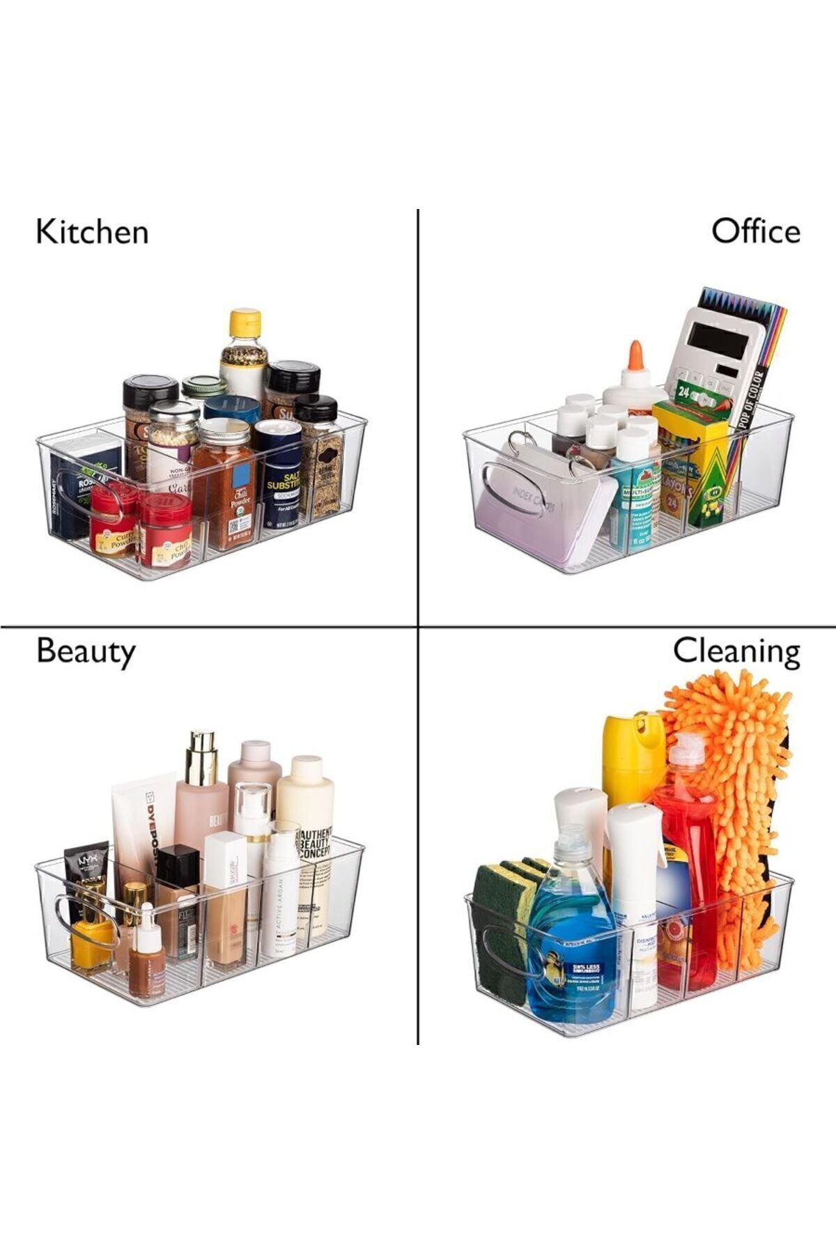 Yenigeldi 1 Adet Akrilik Çıkarılabilir Bölmeli Mutfak Buzdolabı Düzenleyici Makyaj Banyo Organizeri Çay Kutusu