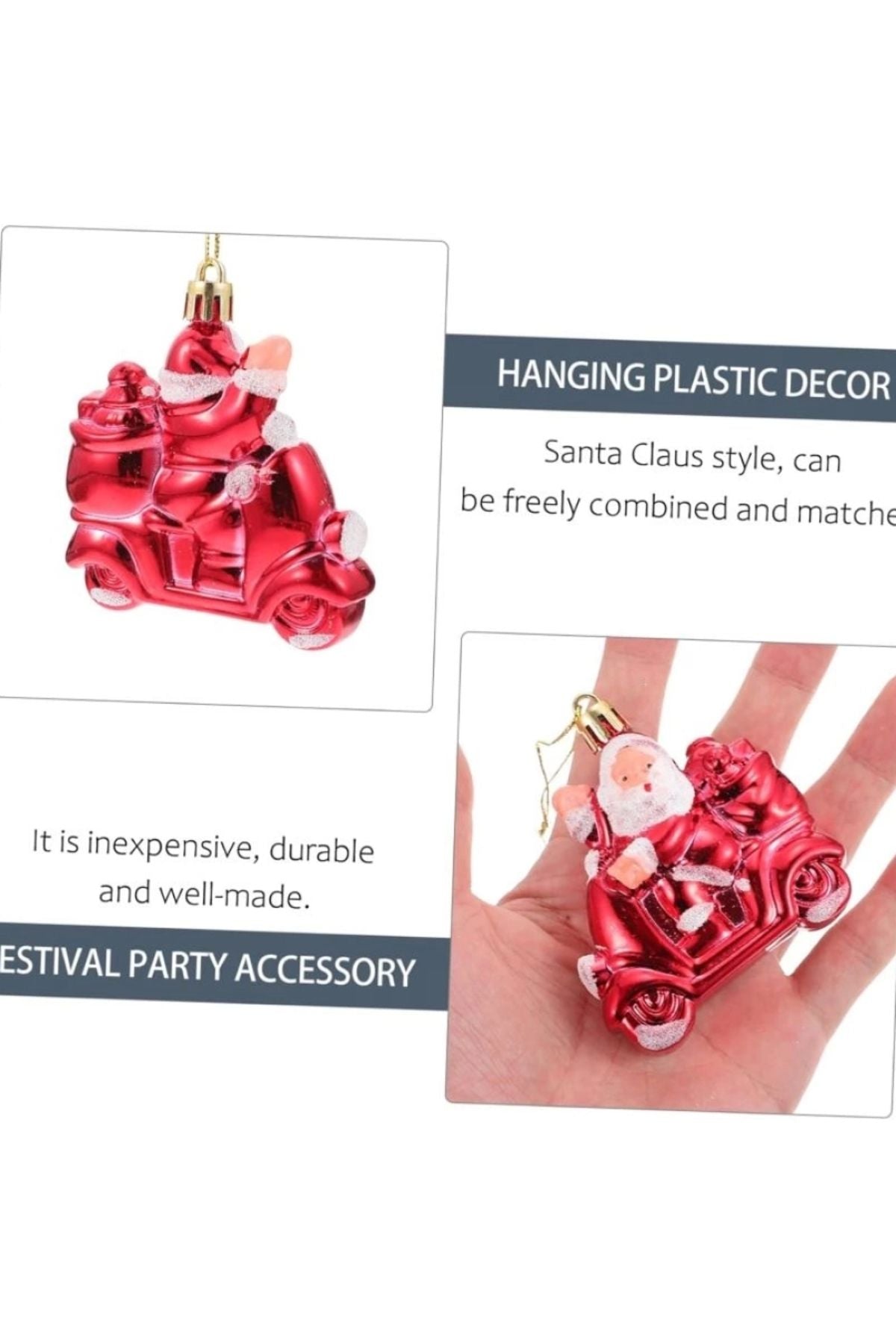 Yenigeldi 3 Adet Motorcu Noel Baba Çam Ağacı Süsü Parti Yılbaşı Ağacı Süslemeleri