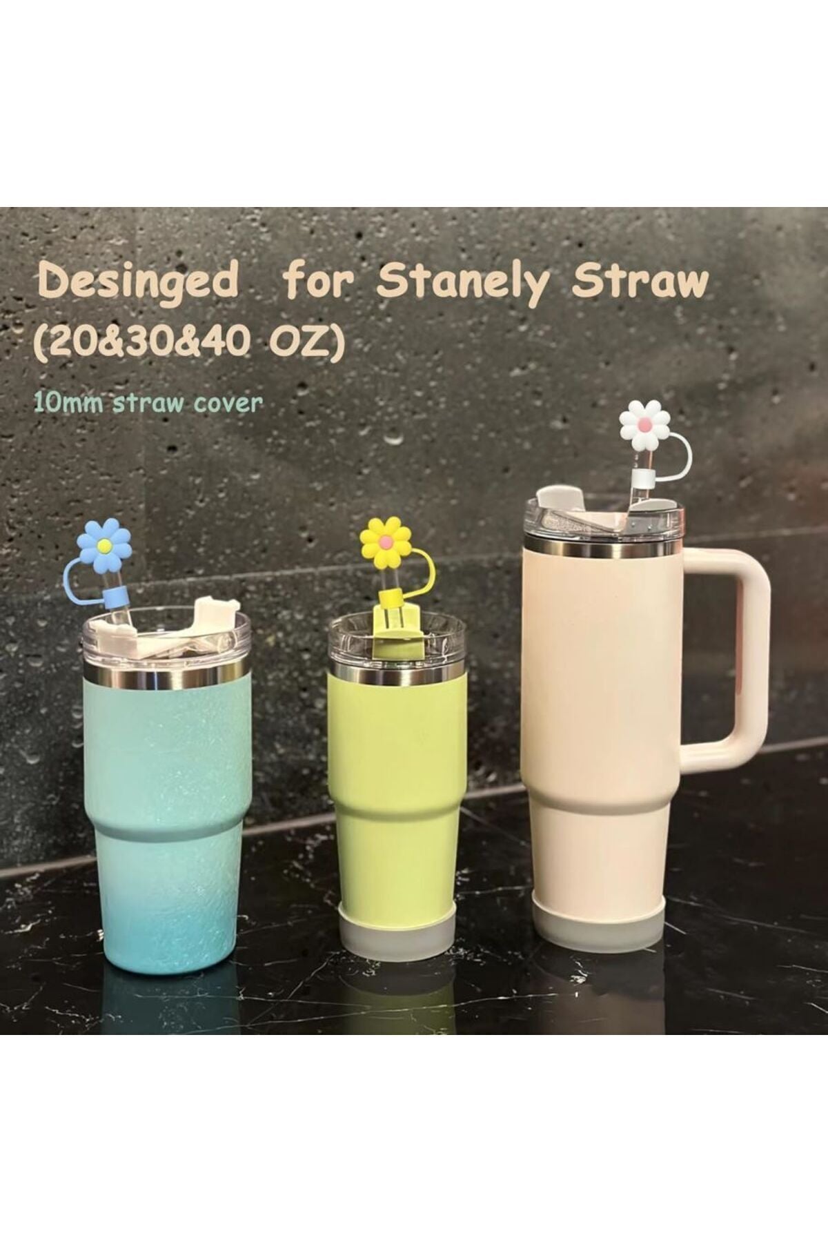 Yenigeldi 5 Adet 10 Mm Stanley Kupası İçin Pipet Tıpası Kapak Kapağı Toz Böcek Sineklere Karşı Tapa Tıpa