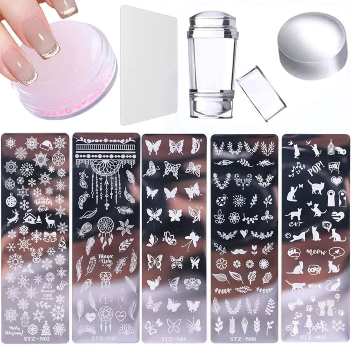 Yenigeldi Silikon Oje Şekillendiricisi, Tırnak Süs Damgalama Aleti, French Nail Stamper