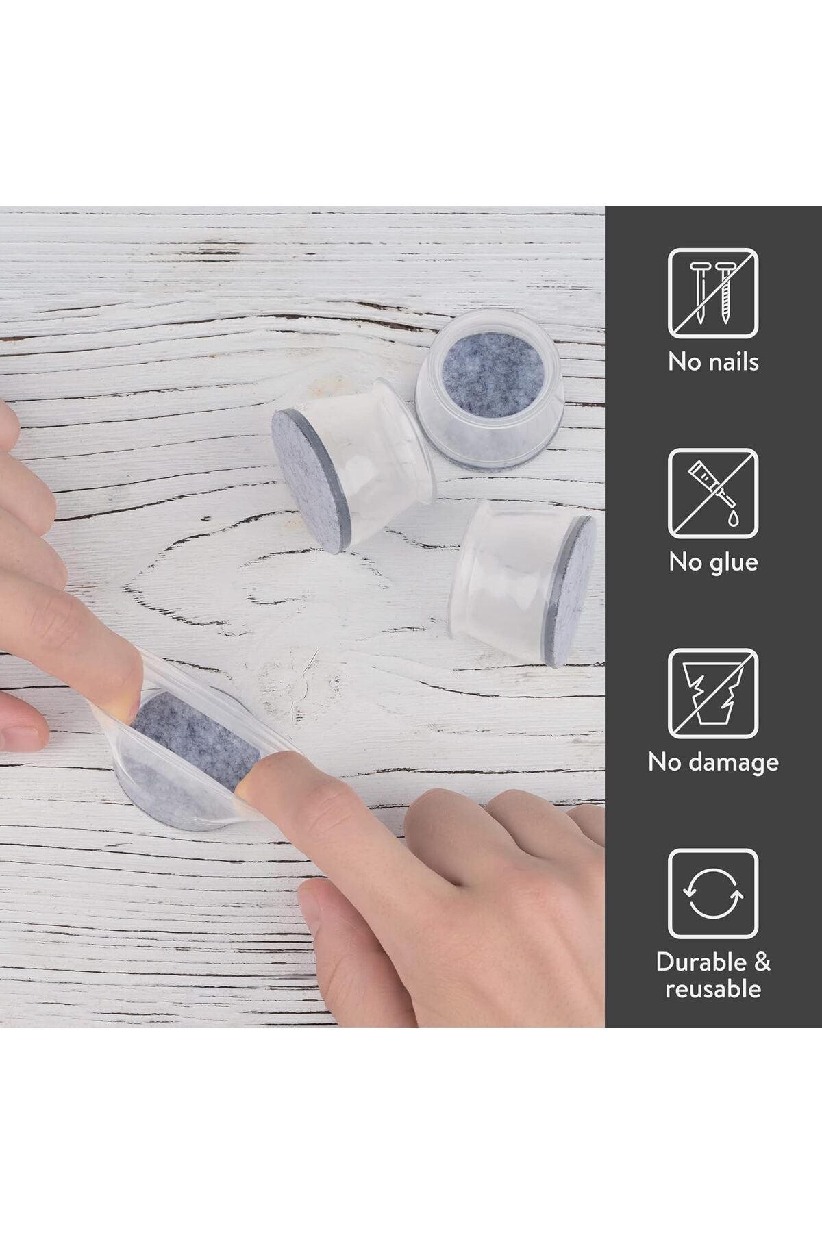 Yenigeldi 16 Adet Keçeli Silikon (15MM*17MM) Masa Sandalye Pabuç Kaydırmaz Zemin Koruyucu