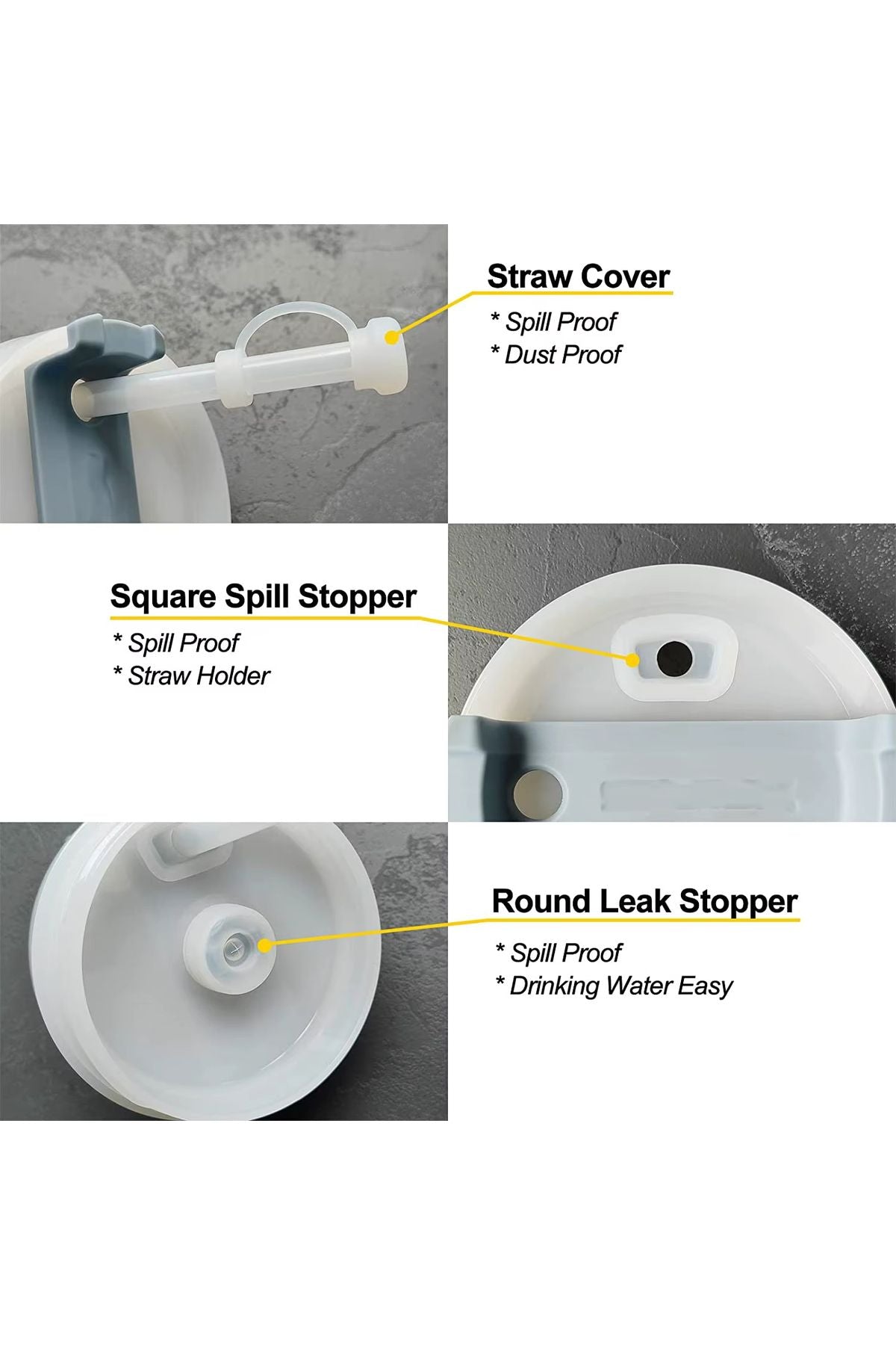 Stanley Quencher Ve Yeni Nesil Pipetli Termos Uyumlu 3 Parça Sızdırmaz Koruyucu Aksesuar Silikon Seti