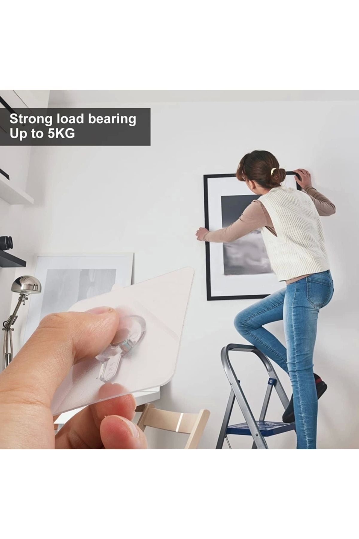 Yenigeldi 12 Adet Süper Güçlü Yapışkan Çerçeve Resim Askısı Yapışkanlı Askı Paslanmaz Çelik Mutfak Banyo Ev Du