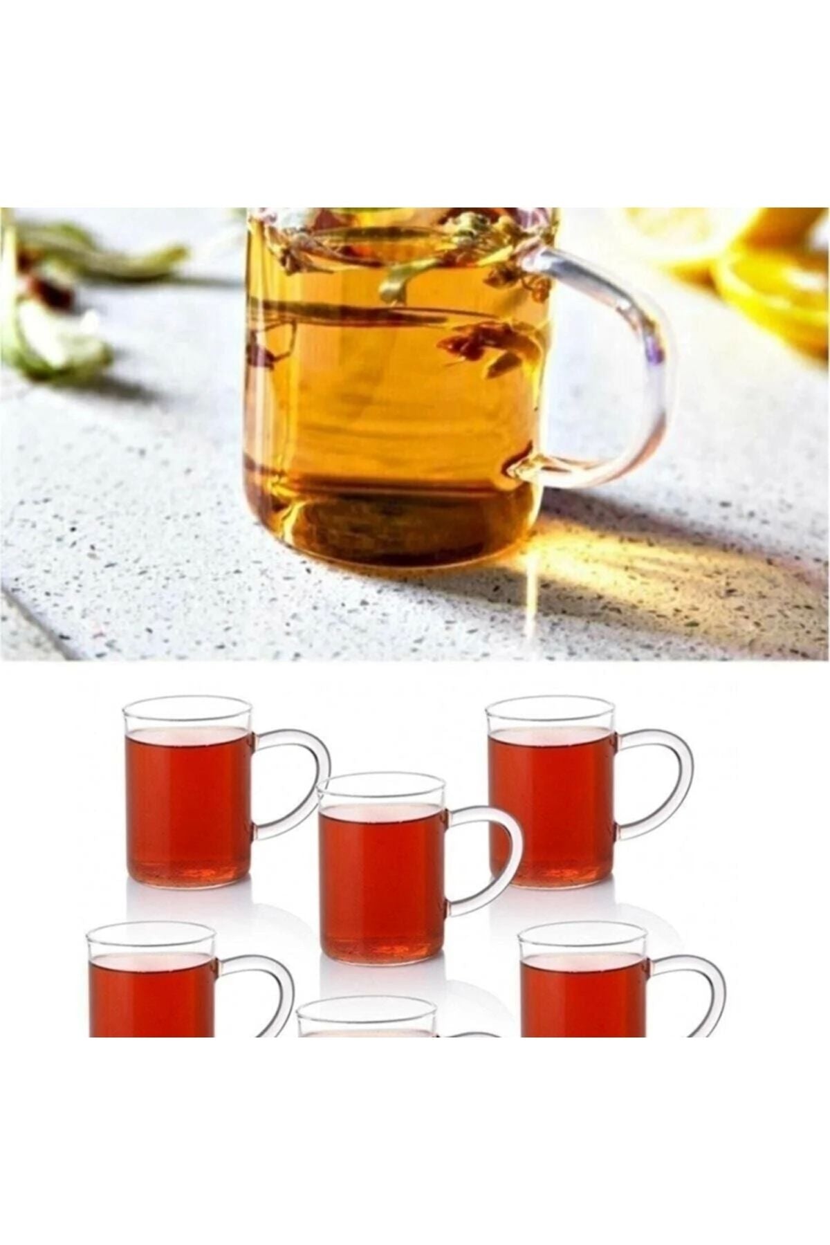 2 Adet Renkli Saplı Borosilikat Isıya Dayanıklı Termisil Cam Kupa Bardak