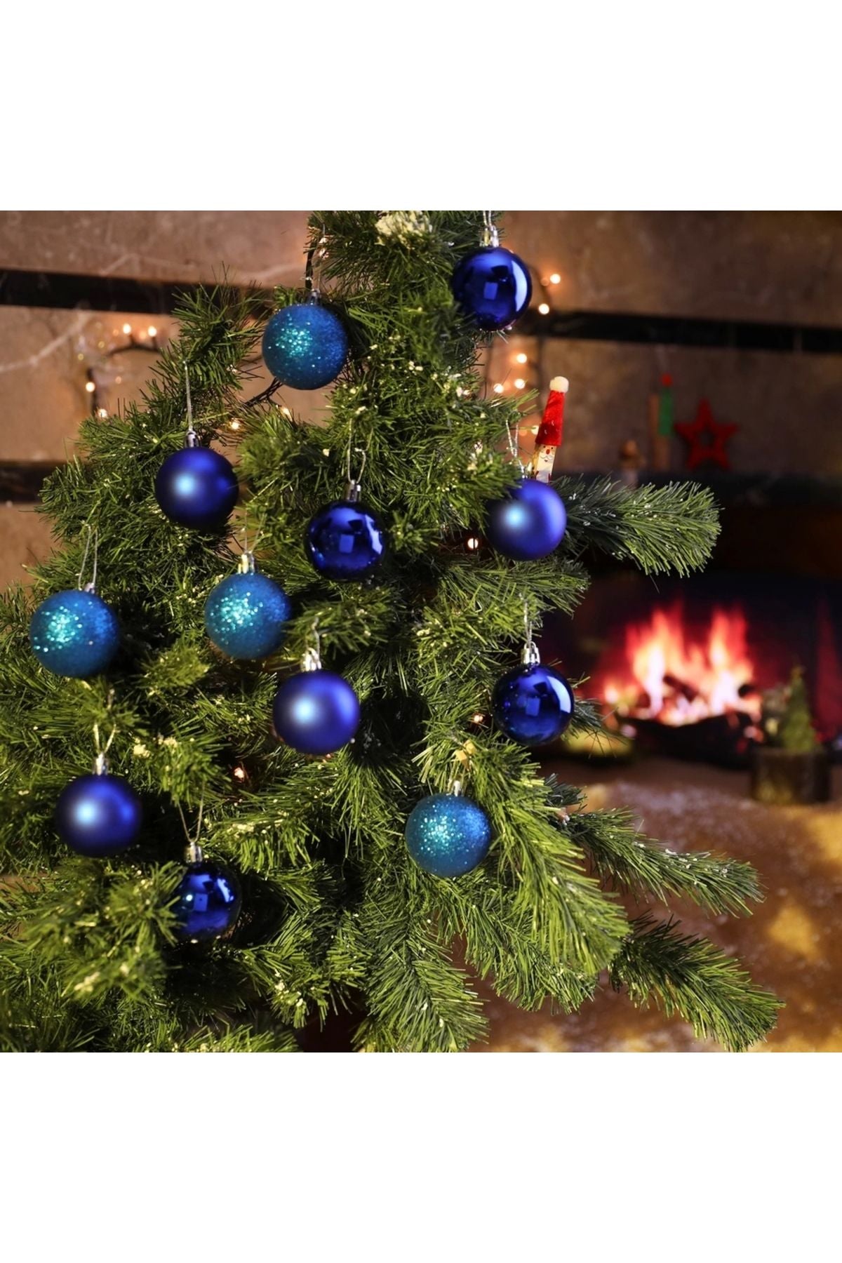 12'li Mavi 5 Cm Yılbaşı Topu, Noel Topu, Çam Ağacı Topu, Süs Topu
