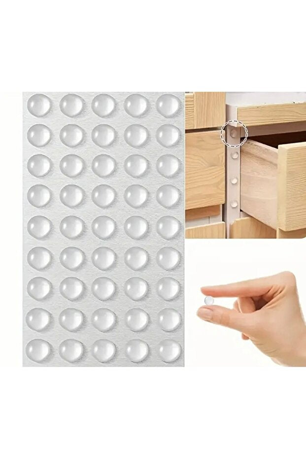 64 Adet Şeffaf Silikon Dolap Kapı Duvar Stoper Tampon Koruyucu