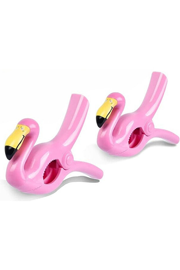 2 Adet Pembe Flamingo Plaj Havlu Mandal Klipsi – Güçlü Tutuş ve Taşınabilir