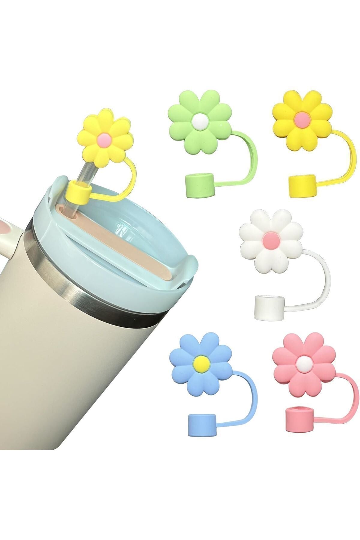 Yenigeldi 5 Adet 10 Mm Stanley Kupası İçin Pipet Tıpası Kapak Kapağı Toz Böcek Sineklere Karşı Tapa Tıpa