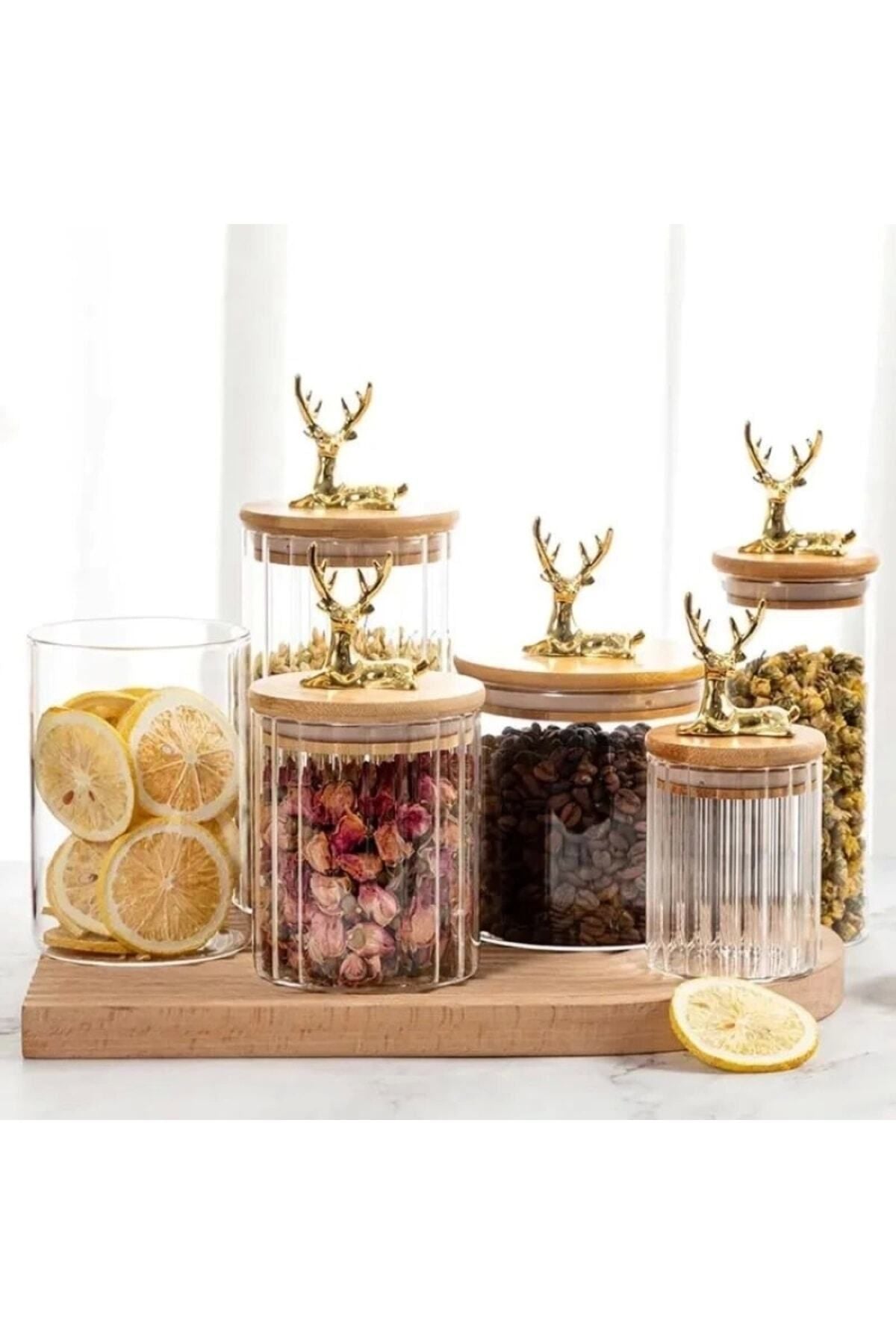 Yenigeldi 1 Adet Cam Bambu Kapaklı Dekoratif Hava Geçirmez Kapaklı Kavanoz Küçük Boy (11.5 CM X 9 CM)