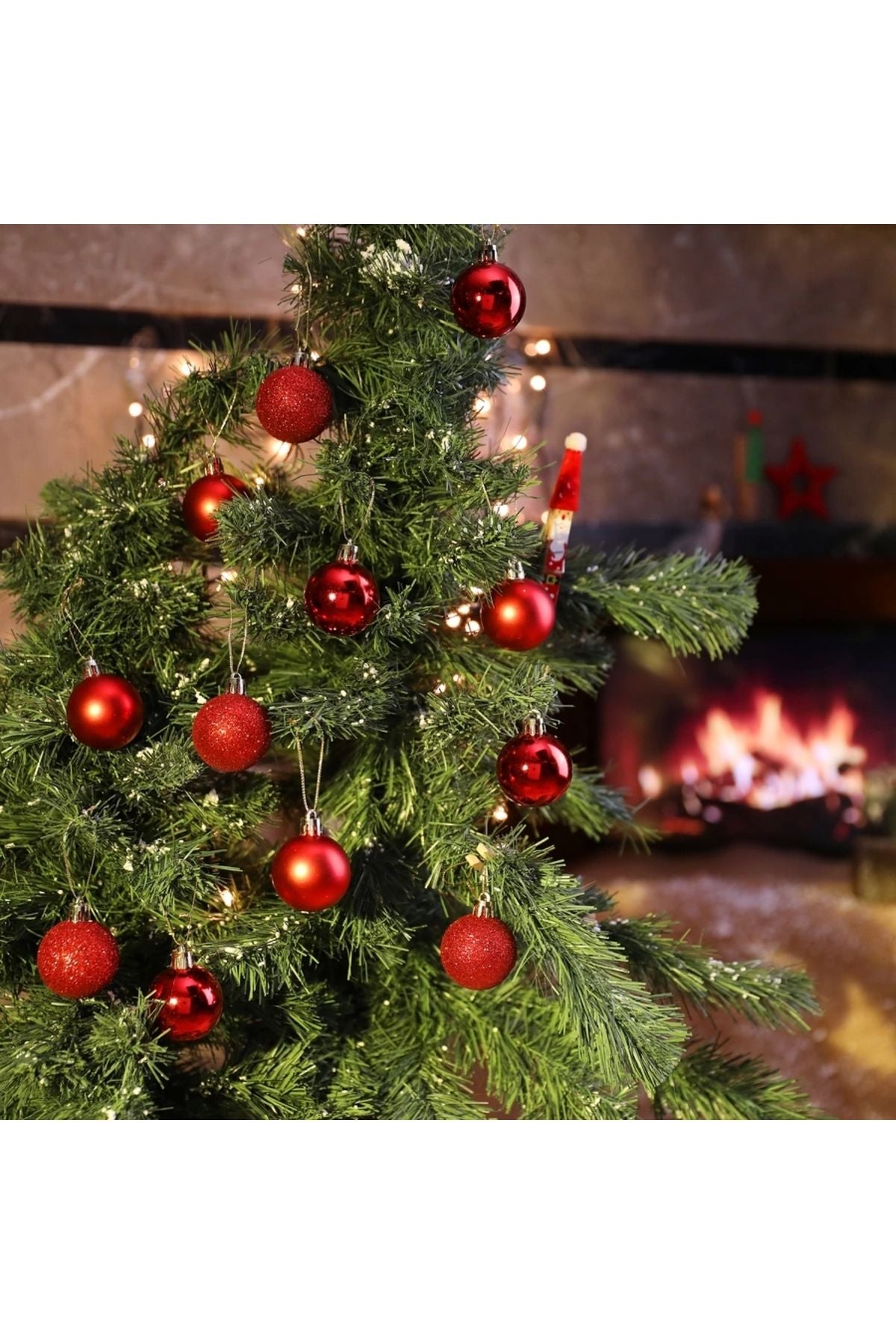 12 Adet Kırmızı 4 Cm Yılbaşı Topu , Noel Topu ,çam Ağacı Topu , Süs Topu