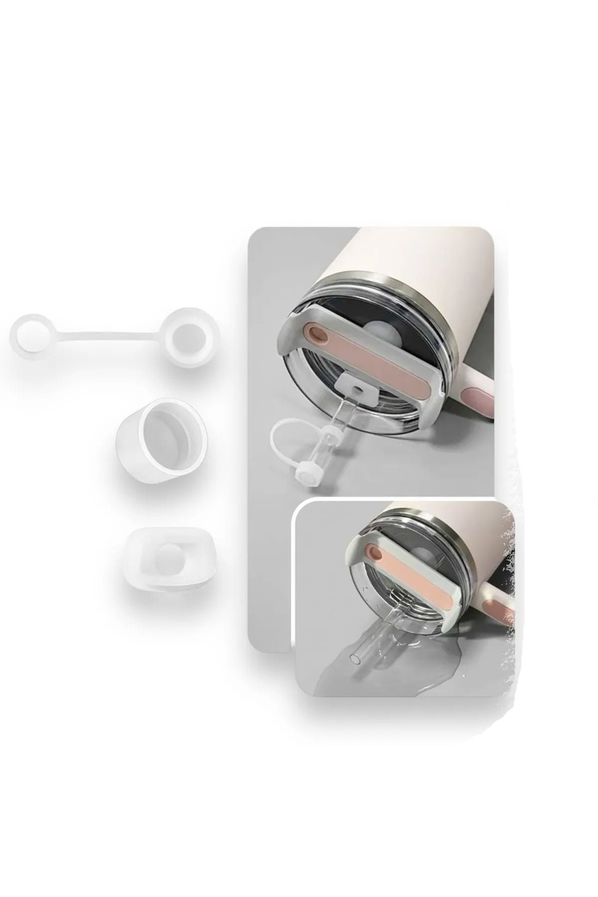 Stanley Quencher Ve Yeni Nesil Pipetli Termos Uyumlu 3 Parça Sızdırmaz Koruyucu Aksesuar Silikon Seti