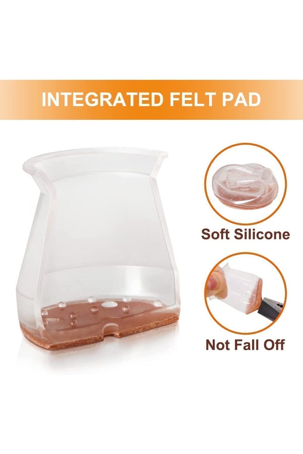 Yenigeldi 8 Adet (2 CM VE 2.8 CM) Füme Keçeli Silikon Masa Sandalye Pabuç Sandalye Kaydırmaz Zemin Koruyucu