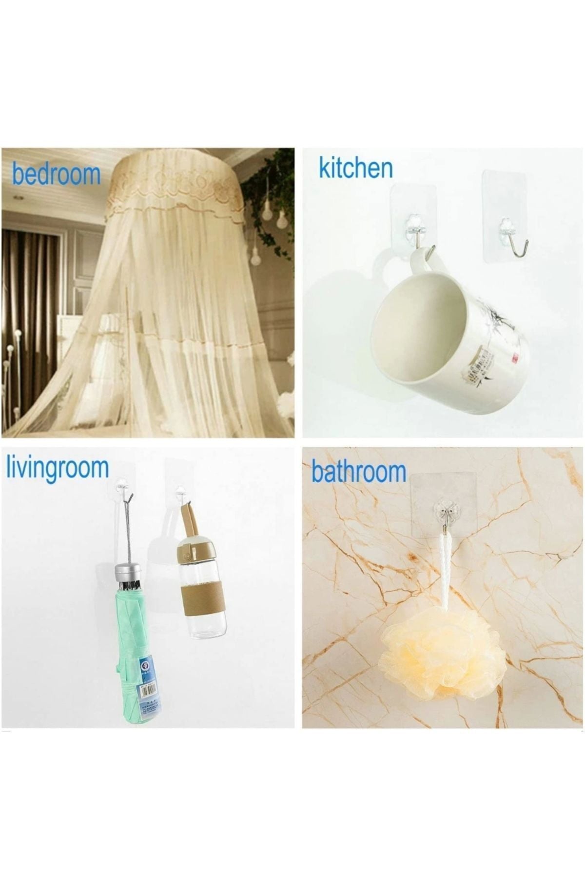 Yenigeldi 12 Adet Şeffaf Güçlü Duvar Askısı Askılığı Yapışkan Vantuz Kanca Mutfak Banyo Duvar Kanca