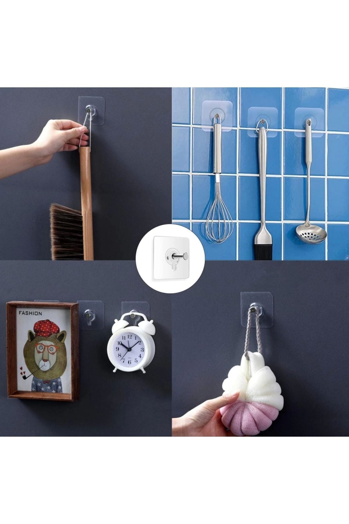 Yenigeldi 12 Adet Süper Güçlü Yapışkan Çerçeve Resim Askısı Yapışkanlı Askı Paslanmaz Çelik Mutfak Banyo Ev Du