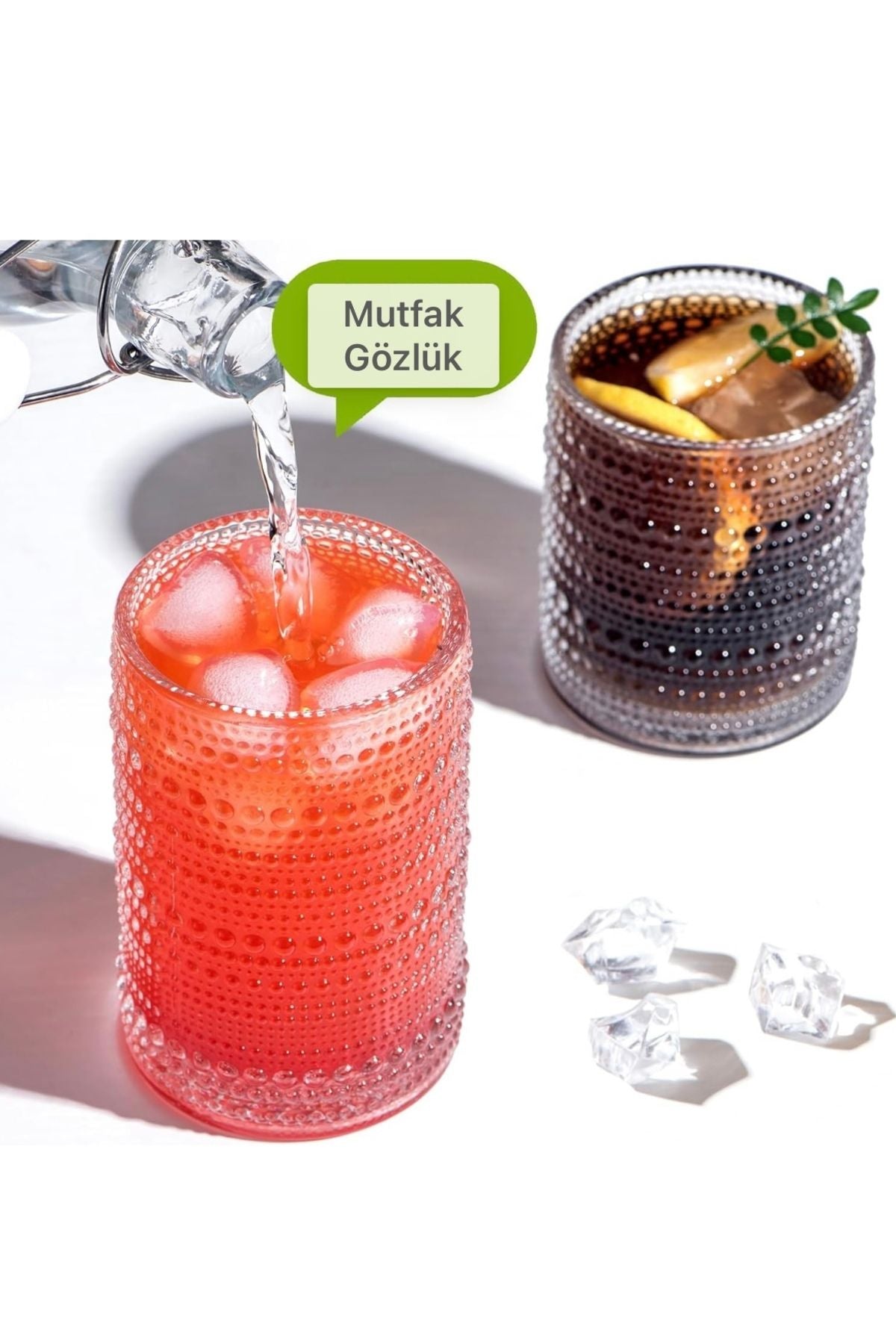 Yenigeldi 1 Adet Y38 420 ml Vintage Hobnail Bardak Antika Boncuk Kabartmalı Kahveviski
