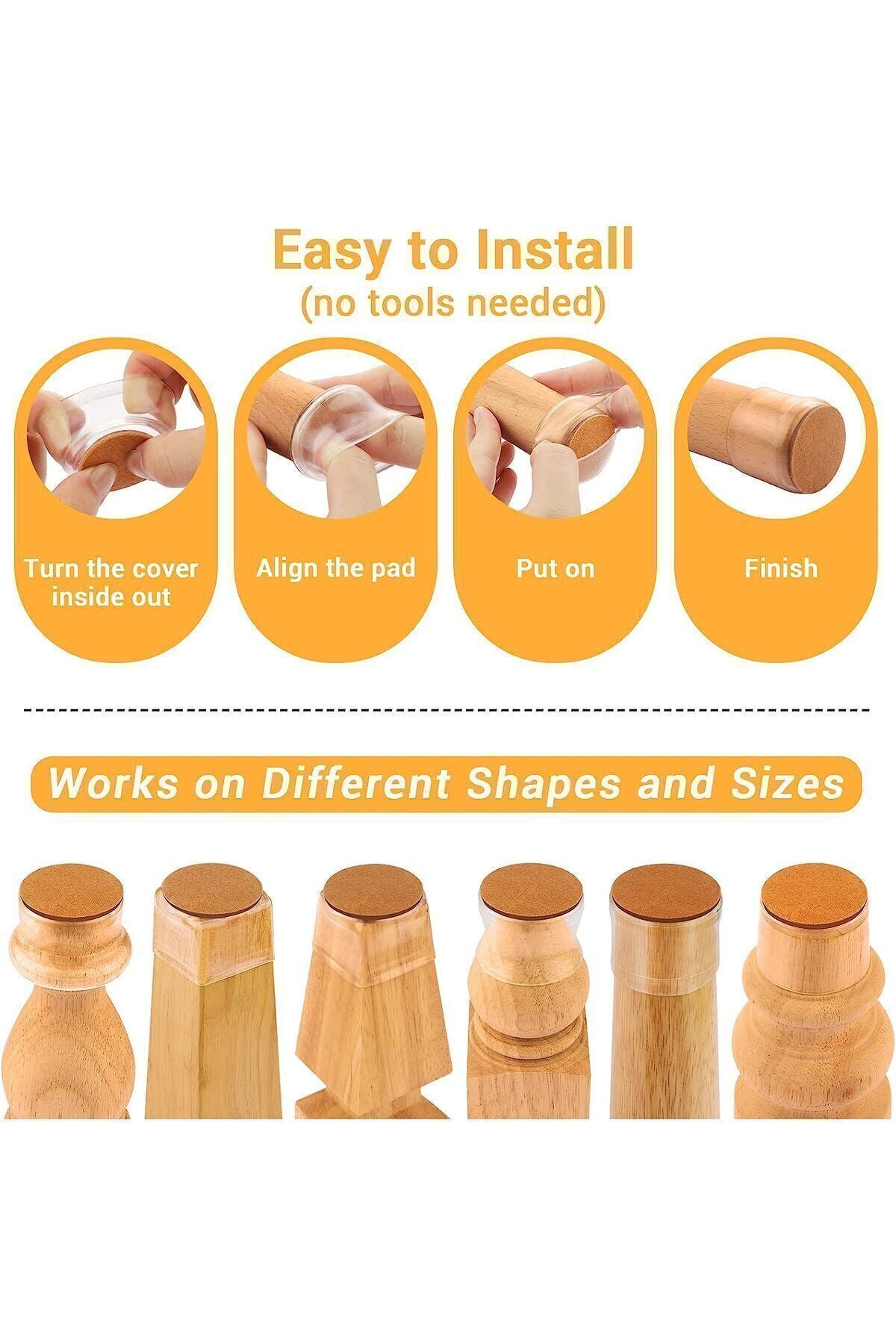 Yenigeldi 8 Adet (2 CM VE 2.8 CM) Füme Keçeli Silikon Masa Sandalye Pabuç Sandalye Kaydırmaz Zemin Koruyucu