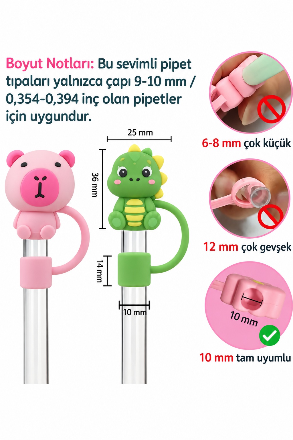 10 Adet 10 Mm Stnly Quencher Kupası Için Pipet Kapak Kapağı Toz Böcek Sineklere Karşı Tapa Tıpa