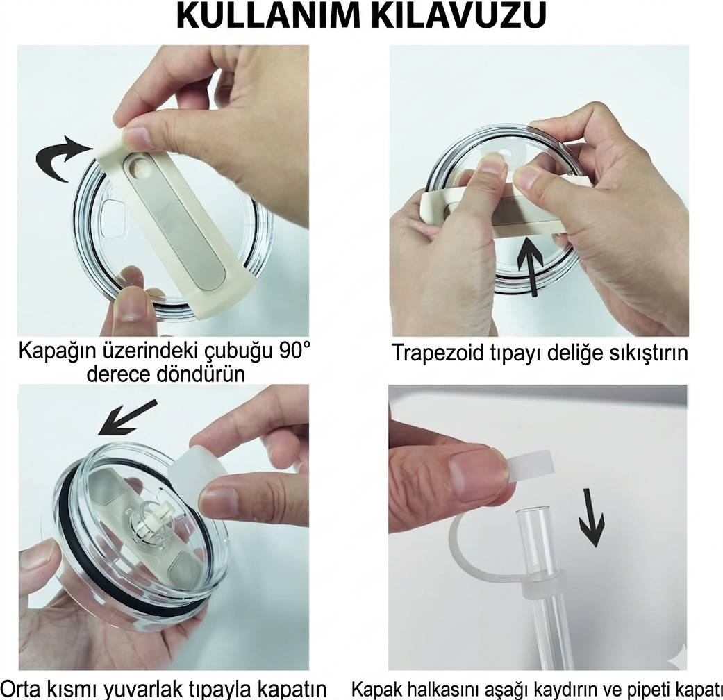 Yenigeldi Stanley Quencher Uyumlu Tumbler 30-40 Oz Sızdırmaz Seti Pembe