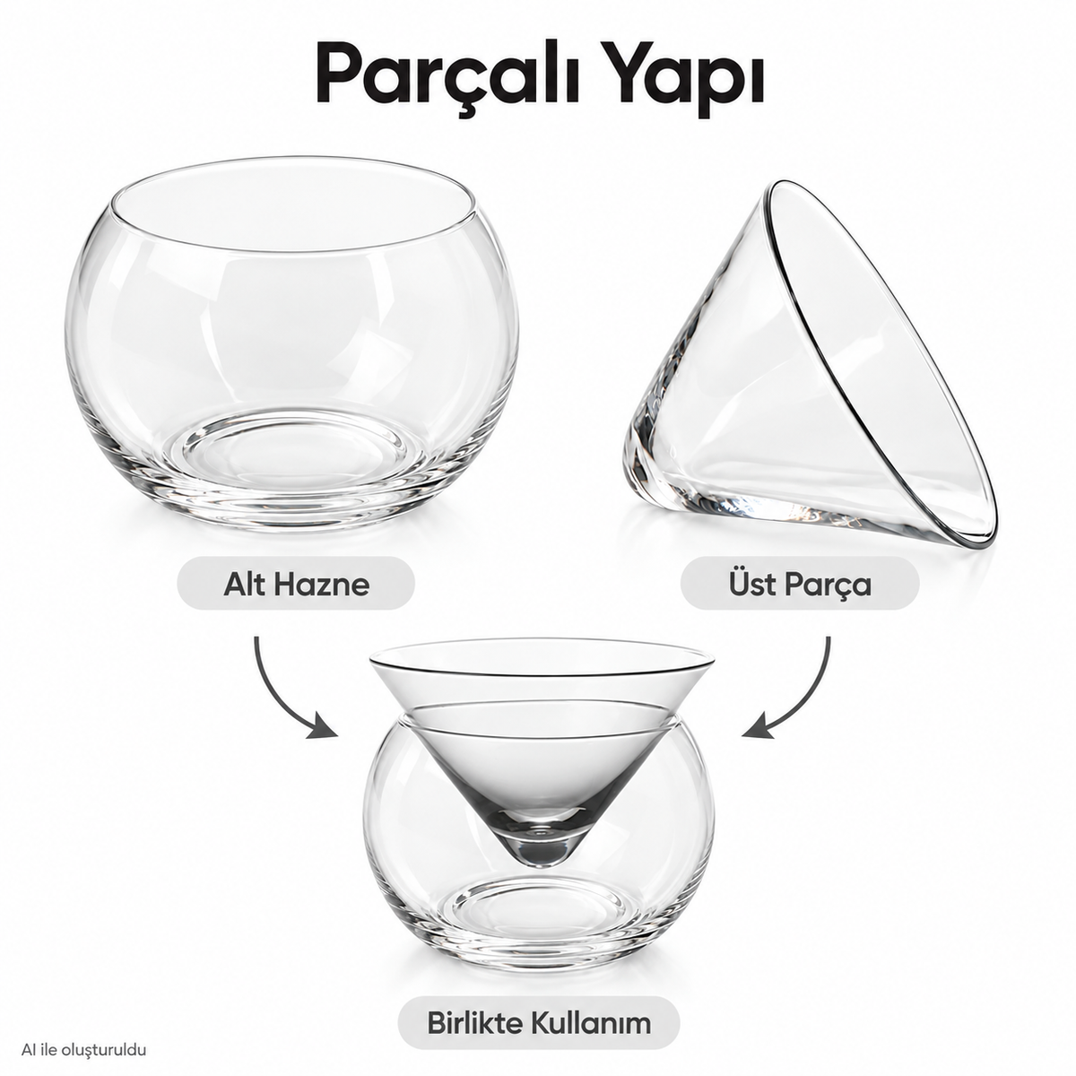 1 Adet (2 Parça) Cam Meyve, Kokteyl, Havyar Bardağı Seti