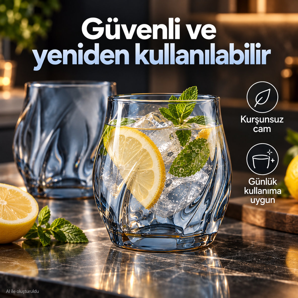 2 Adet İskandinav Tarzı Bardak Viski Burbon Kokteyl Bardağı T18