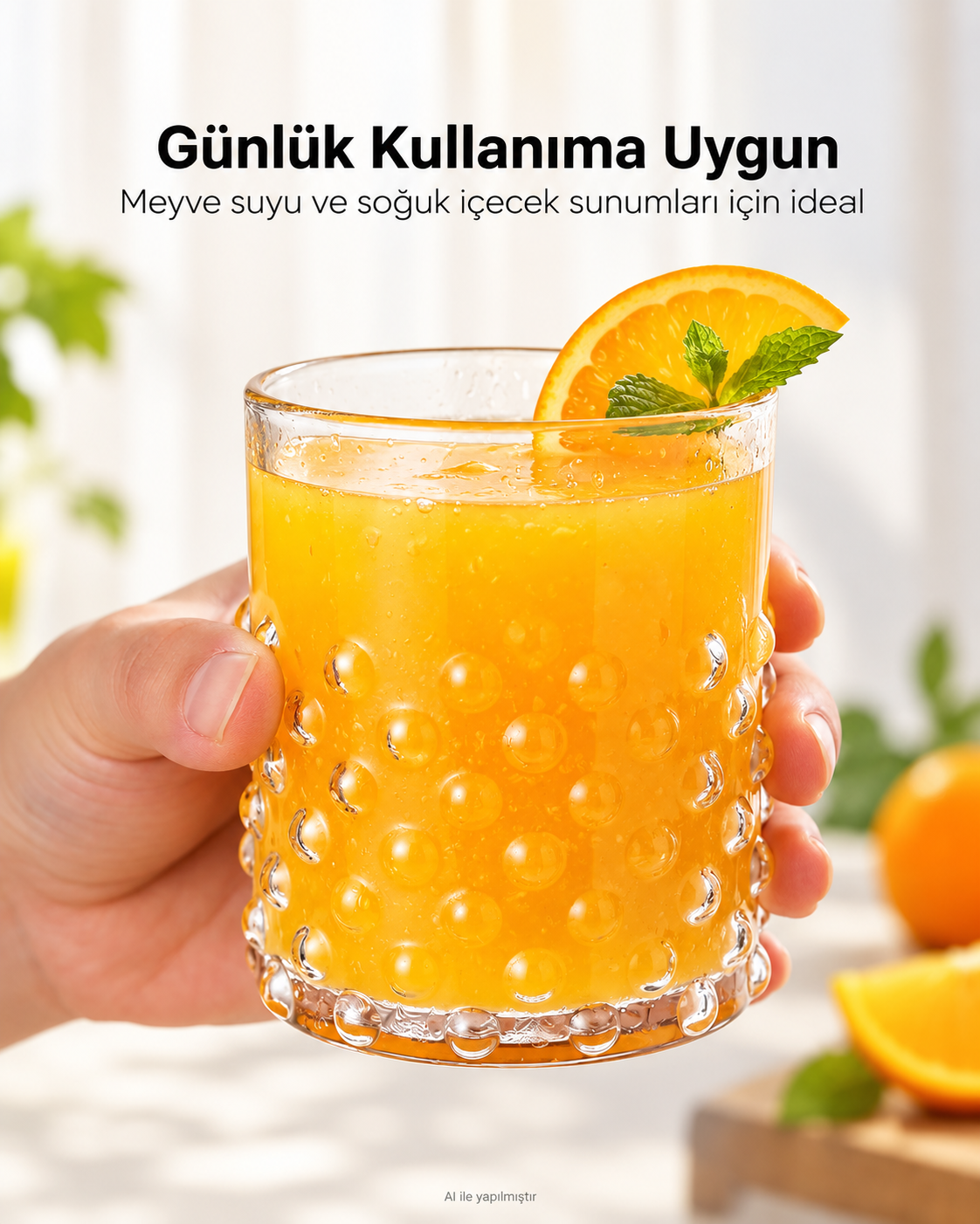 1 Adet Isıya Dayanıklı Kabarcıklı Cam Bardak - Dekoratif Borosilikat Bardak