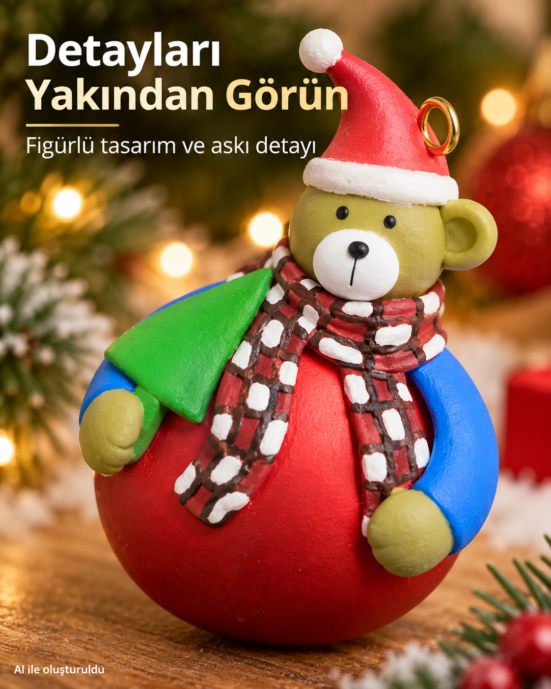 Ayıcıklı Yılbaşı Topu Yılbaşı Süsü Noel Süs