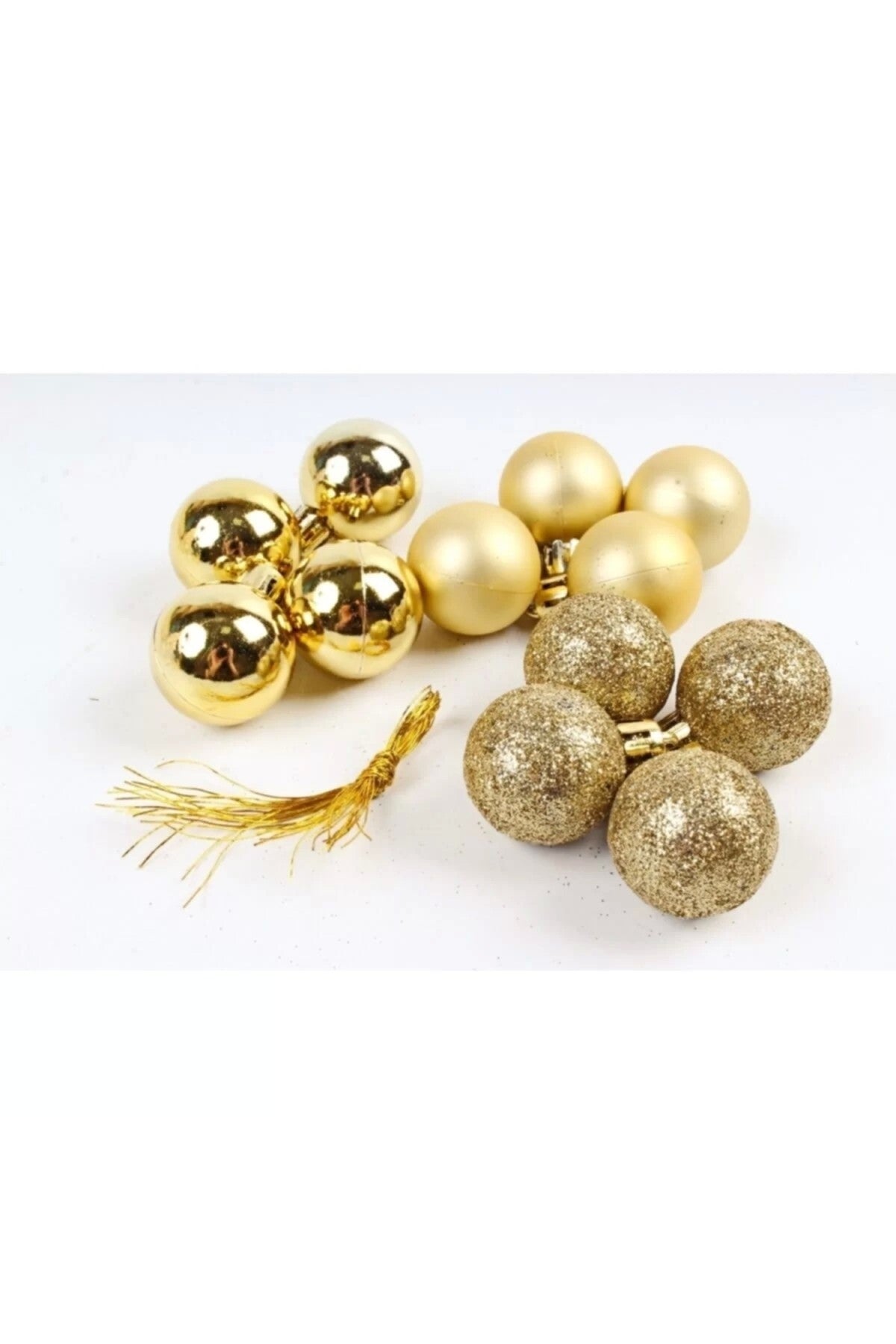 12'li Gold 4 Cm Yılbaşı Topu, Noel Topu,çam Ağacı Topu, Süs Topu