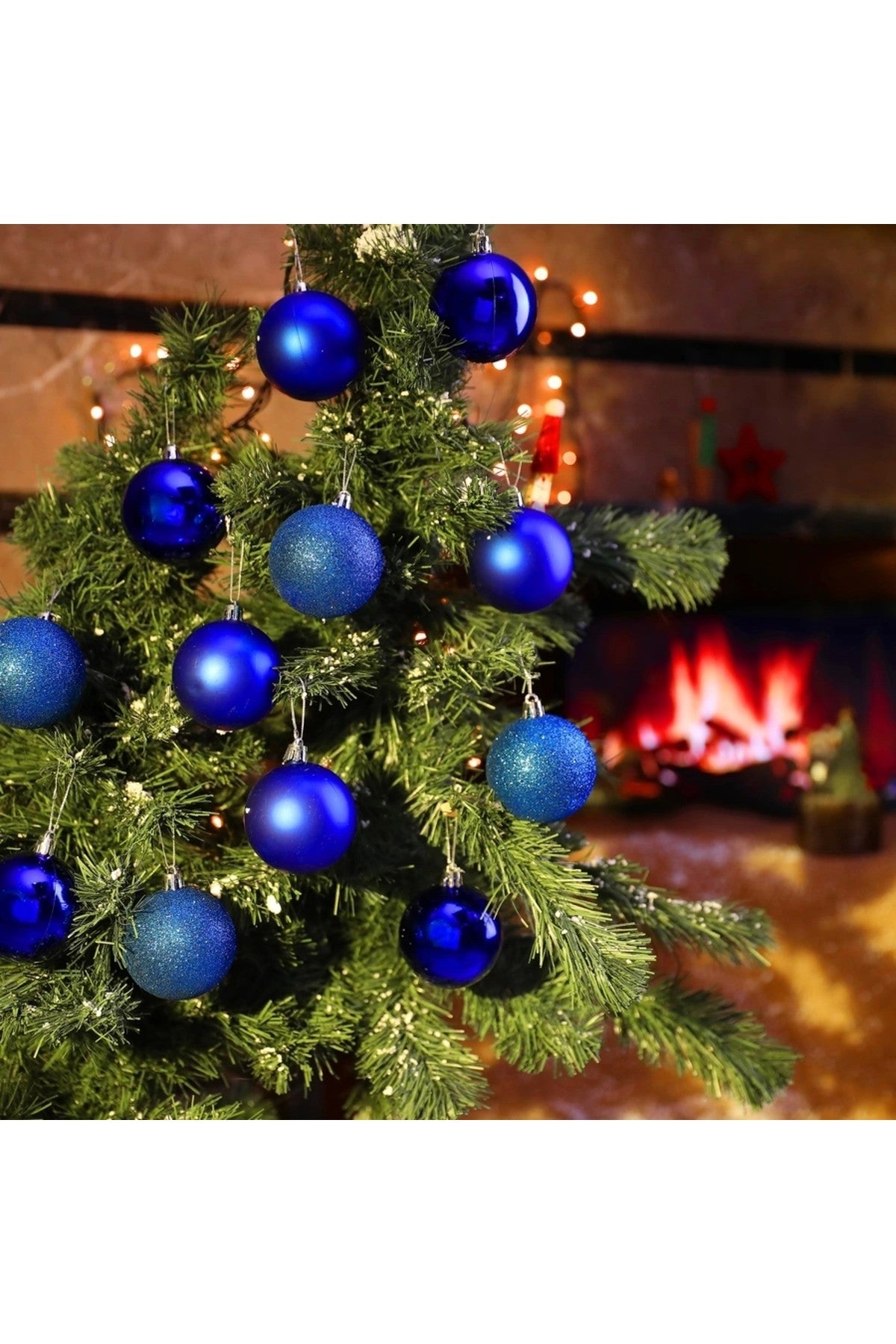 12'li Mavi 6 Cm Yılbaşı Topu, Noel Topu, Çam Ağacı Topu,süs Topu