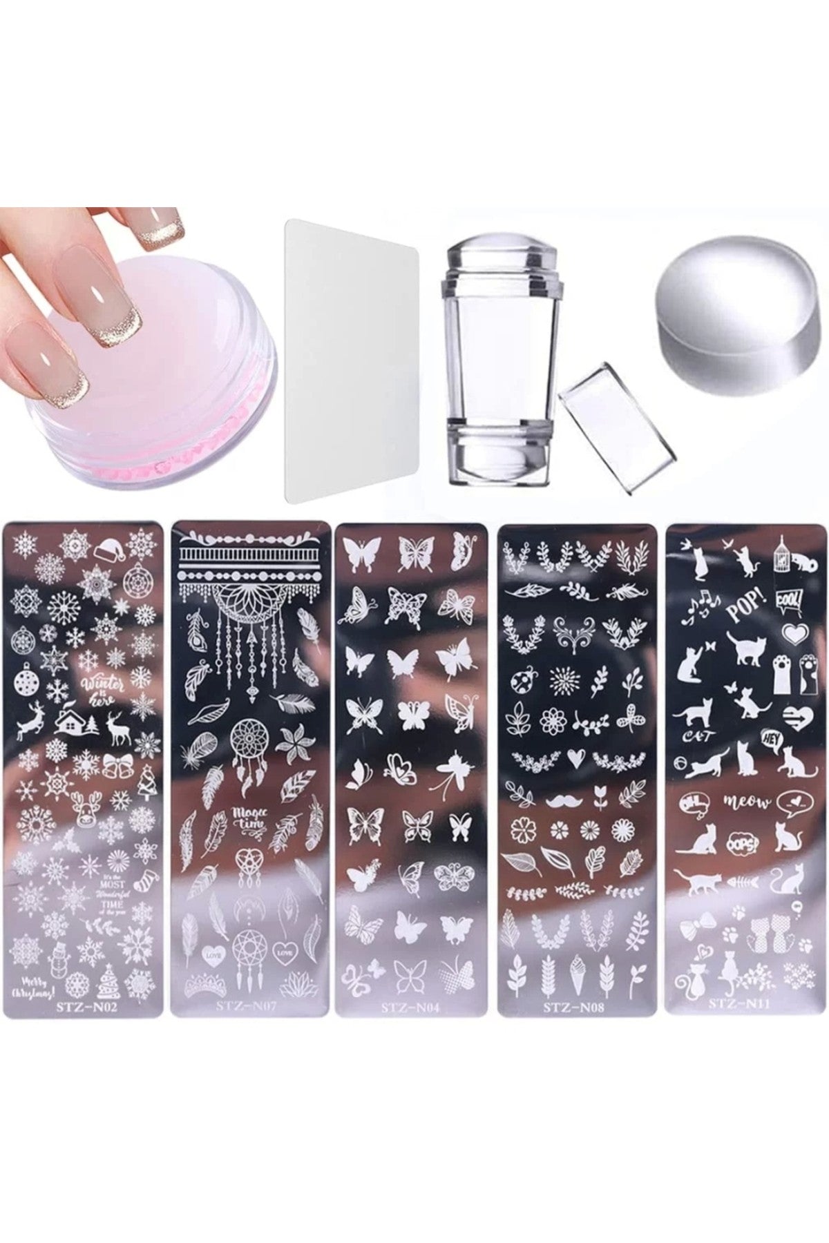 Silikon Oje Şekillendiricisi, Tırnak Süs Damgalama Aleti, French Nail Stamper