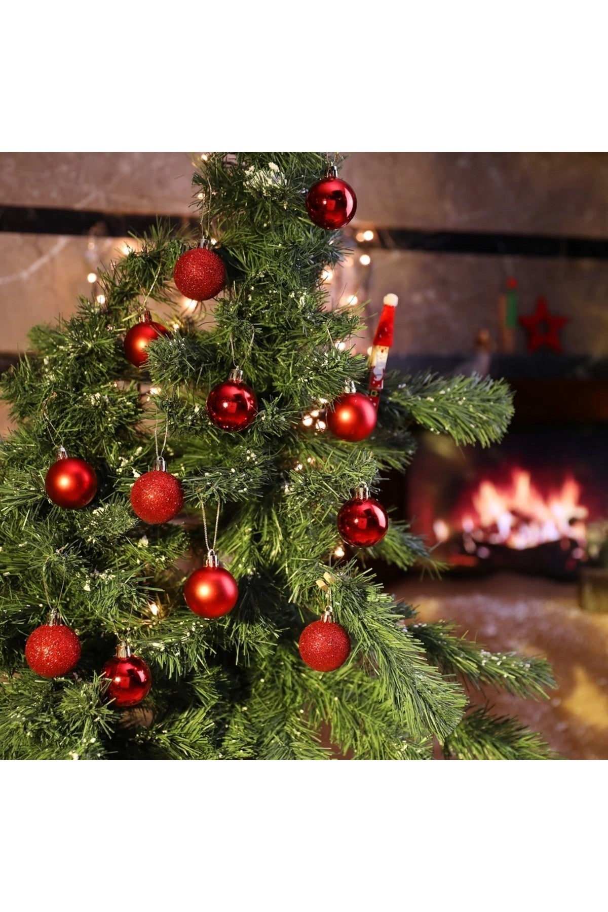 12 Adet Kırmızı 4 Cm Yılbaşı Topu , Noel Topu ,çam Ağacı Topu , Süs Topu