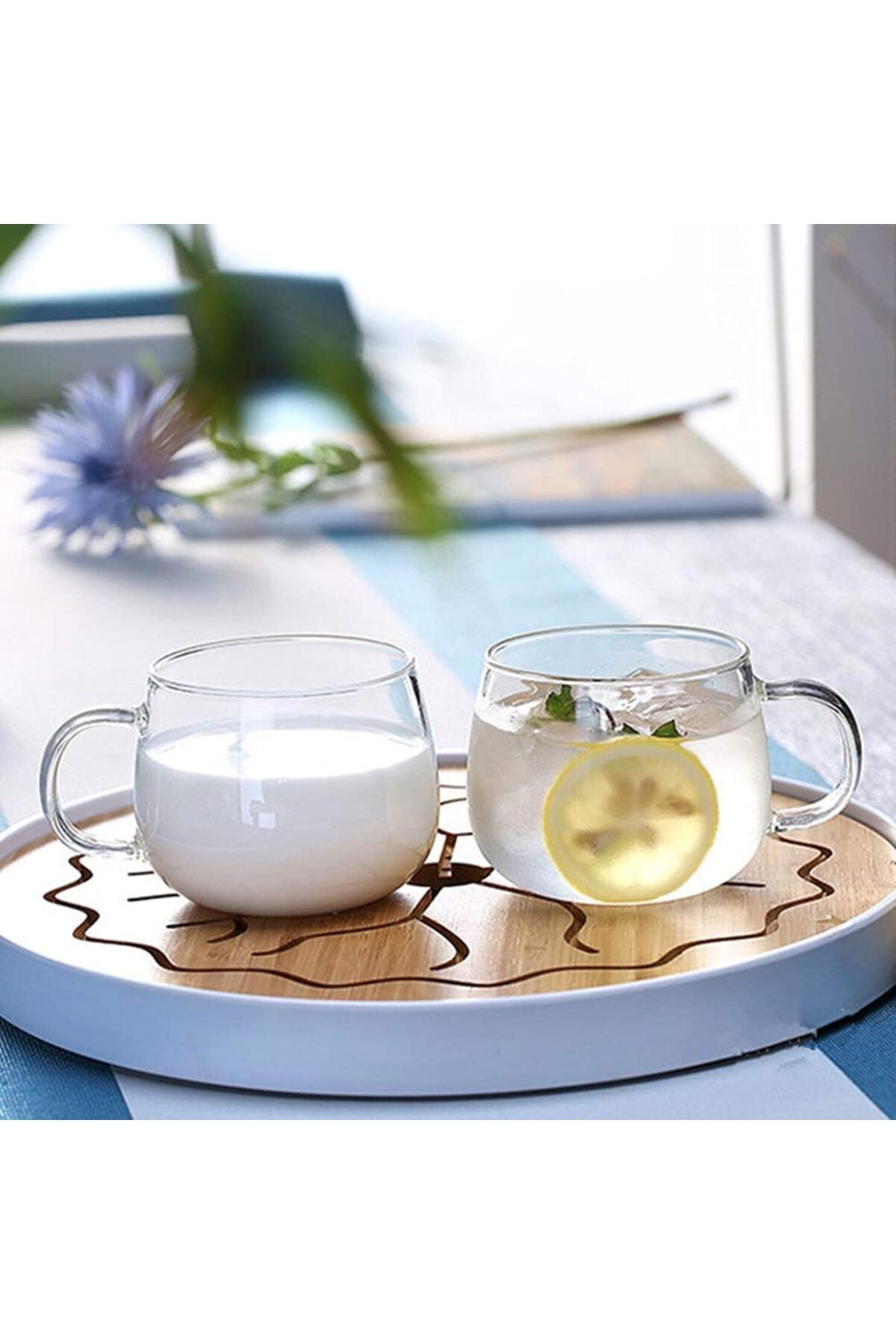1 Adet Siyah saplı Borosilikat Isıya Dayanıklı Cam Bardak 260 ml