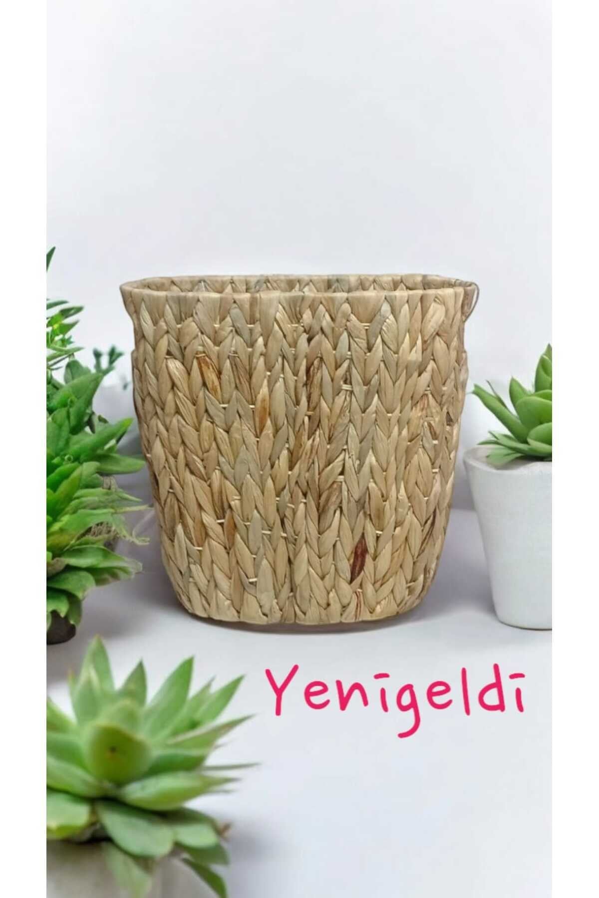(Y:30*TG:15*G:19*U:32 CM)1 Adet Saplı Hasır Çöp Sepeti Yen2400341