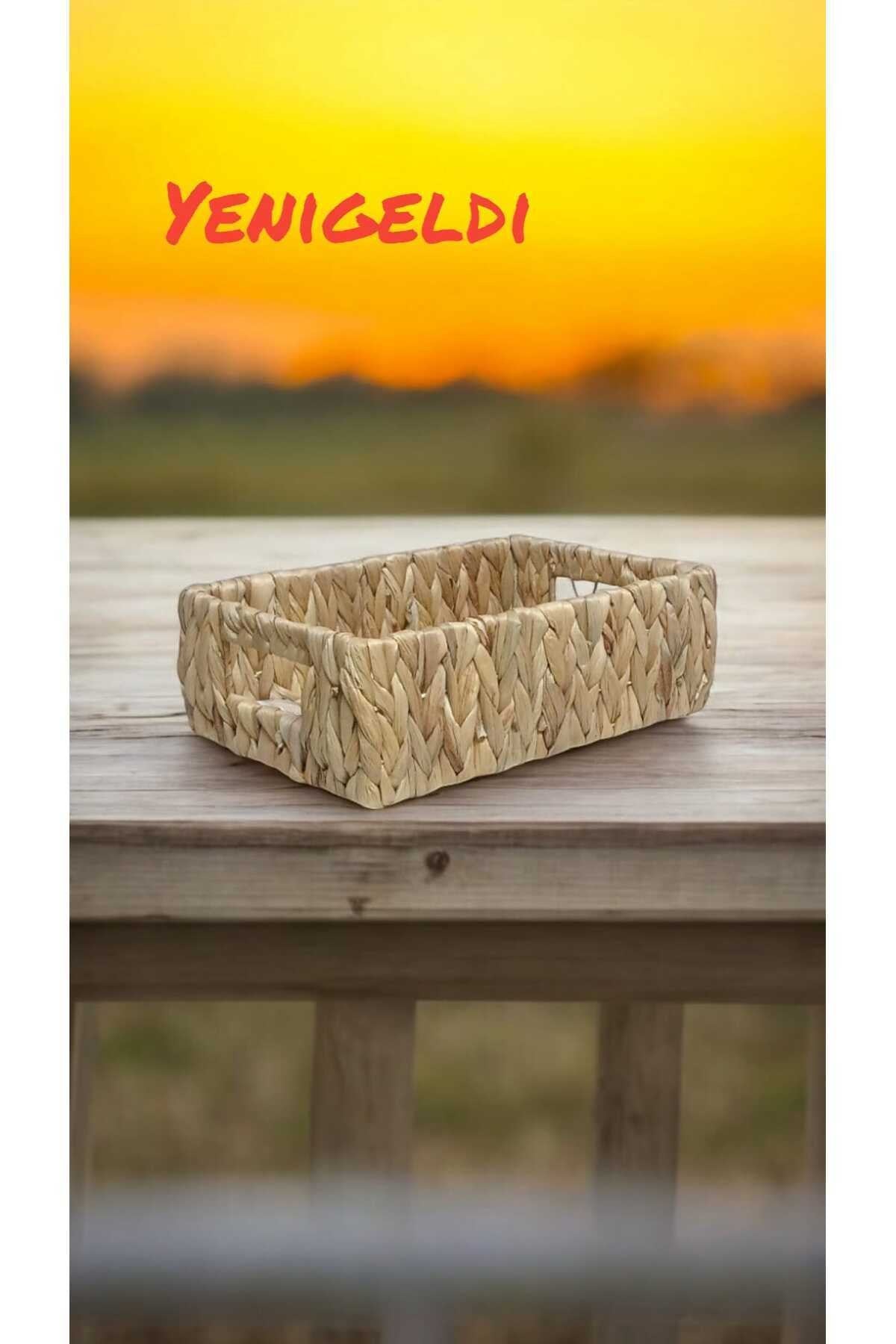 (YÜKSEKLİĞİ:10*GENİŞLİĞİ:20*UZUNLUĞU:28 CM) 1 Adet Küçük Hasır Sepet Yen2400361