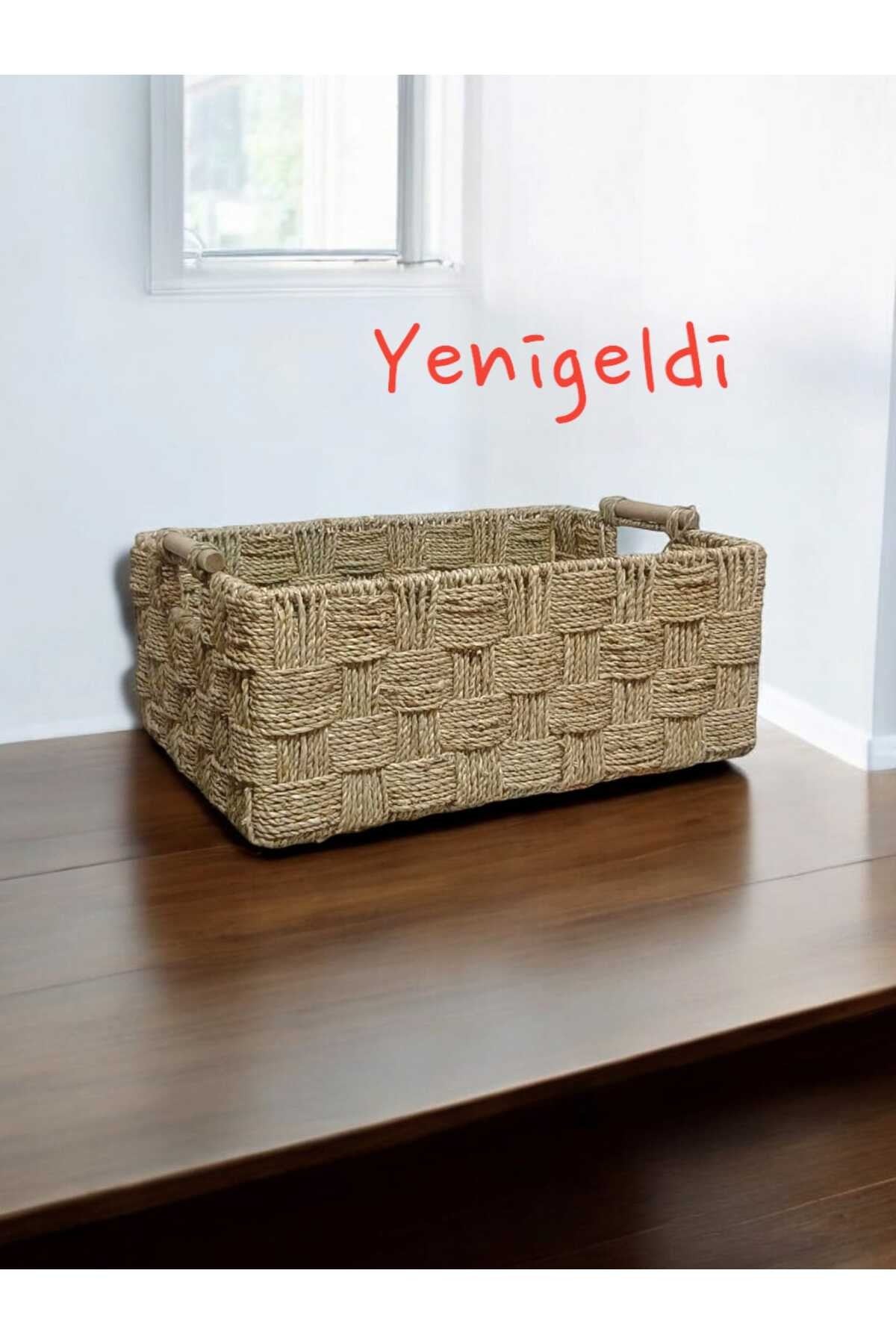 1 Adet Hasır Saklama Sepeti Saplı İç İçe Düzenleyici yen240021b