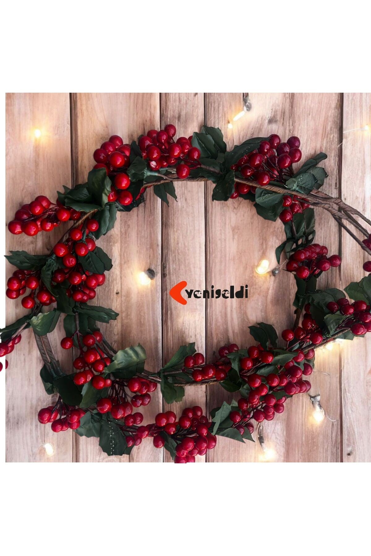 1 Adet Kokina Red Berry Yılbaşı Çelenk, Ev Şömine Parti Kış Noel Yılbaşı Süsü