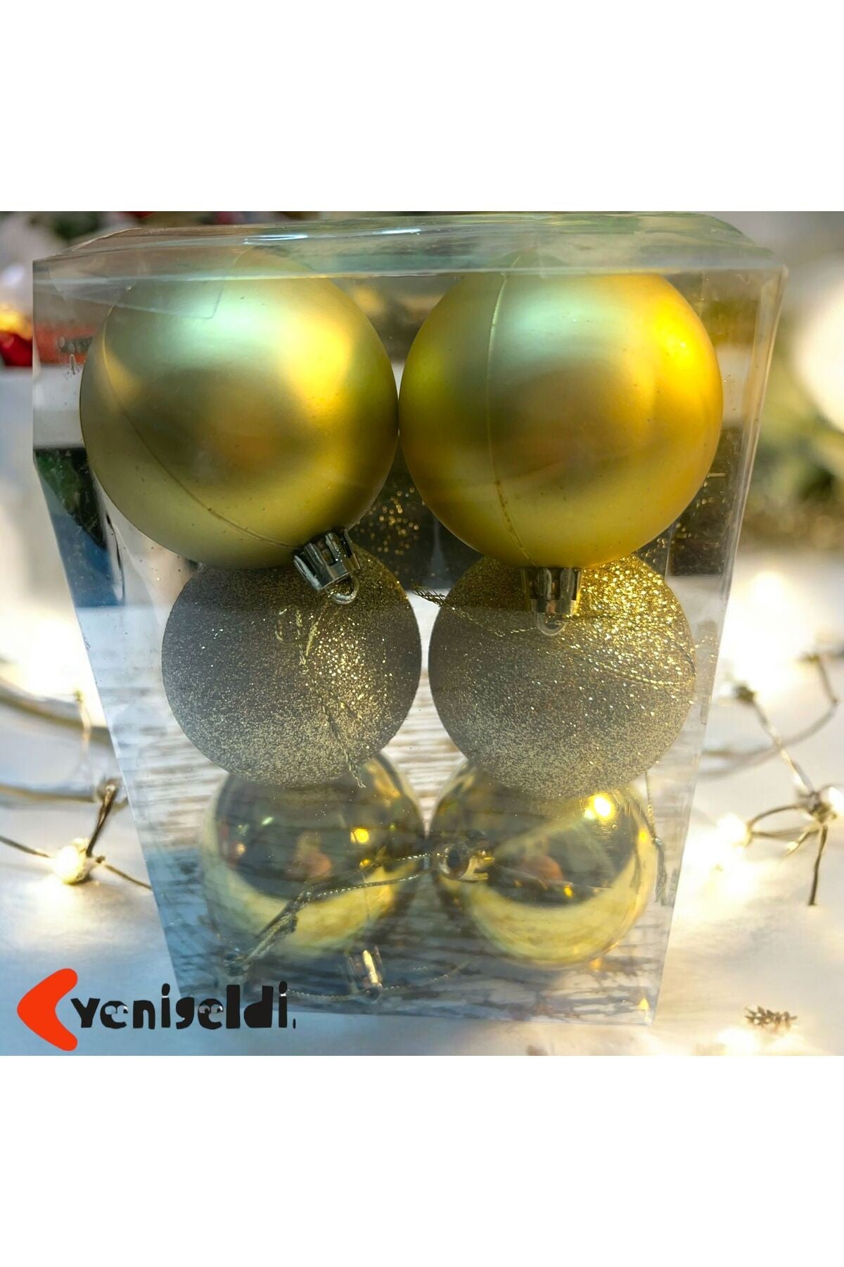 6 Adet Gold 6 Cm Yılbaşı Topu, Noel Topu, Çam Ağacı Topu, Süs Topu T-51