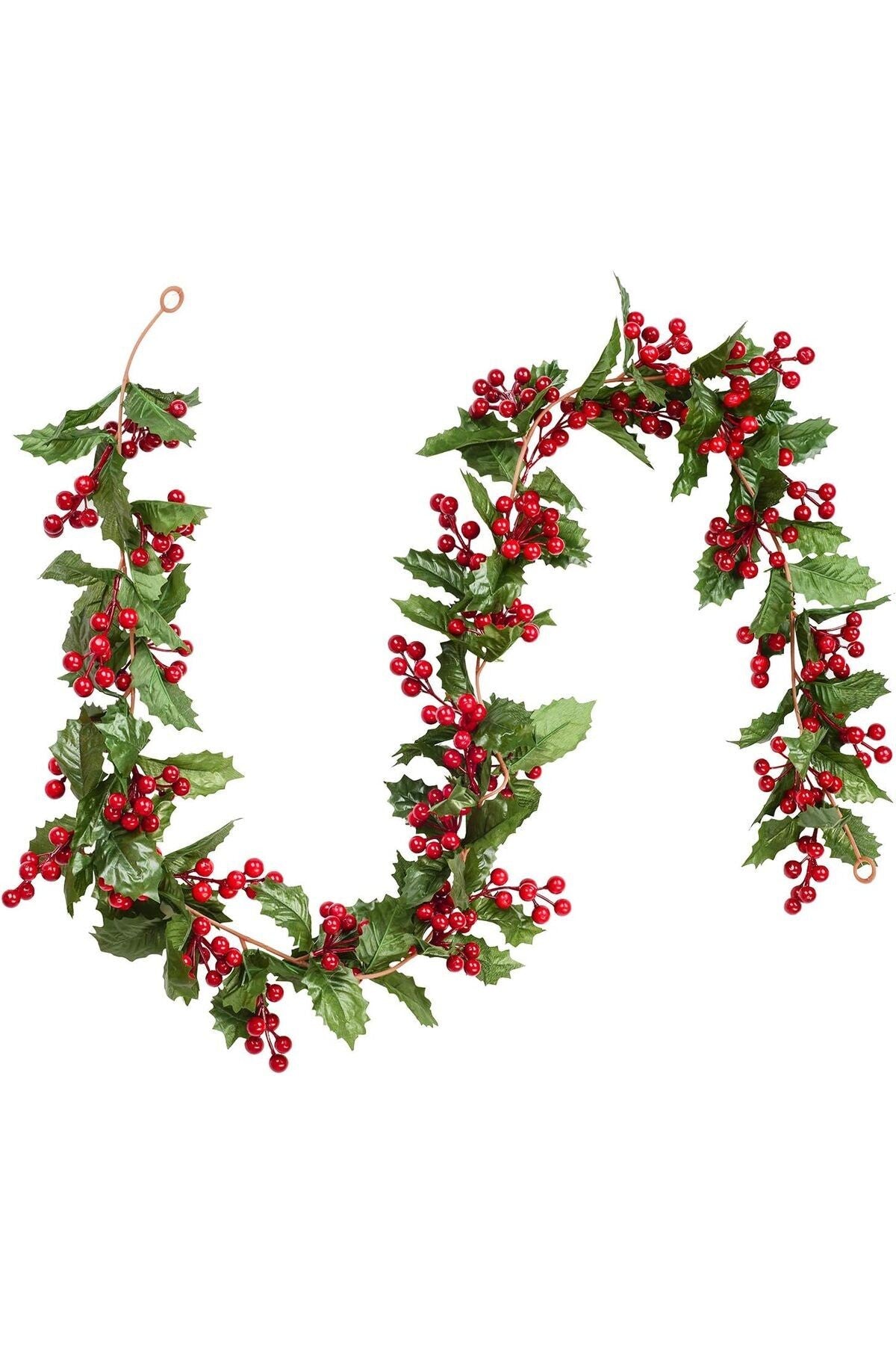 LED Peri Gün Işığı + Kokina Red Berry Yılbaşı Çelenk, Garland Ev Şömine Parti Kış Noel Süs