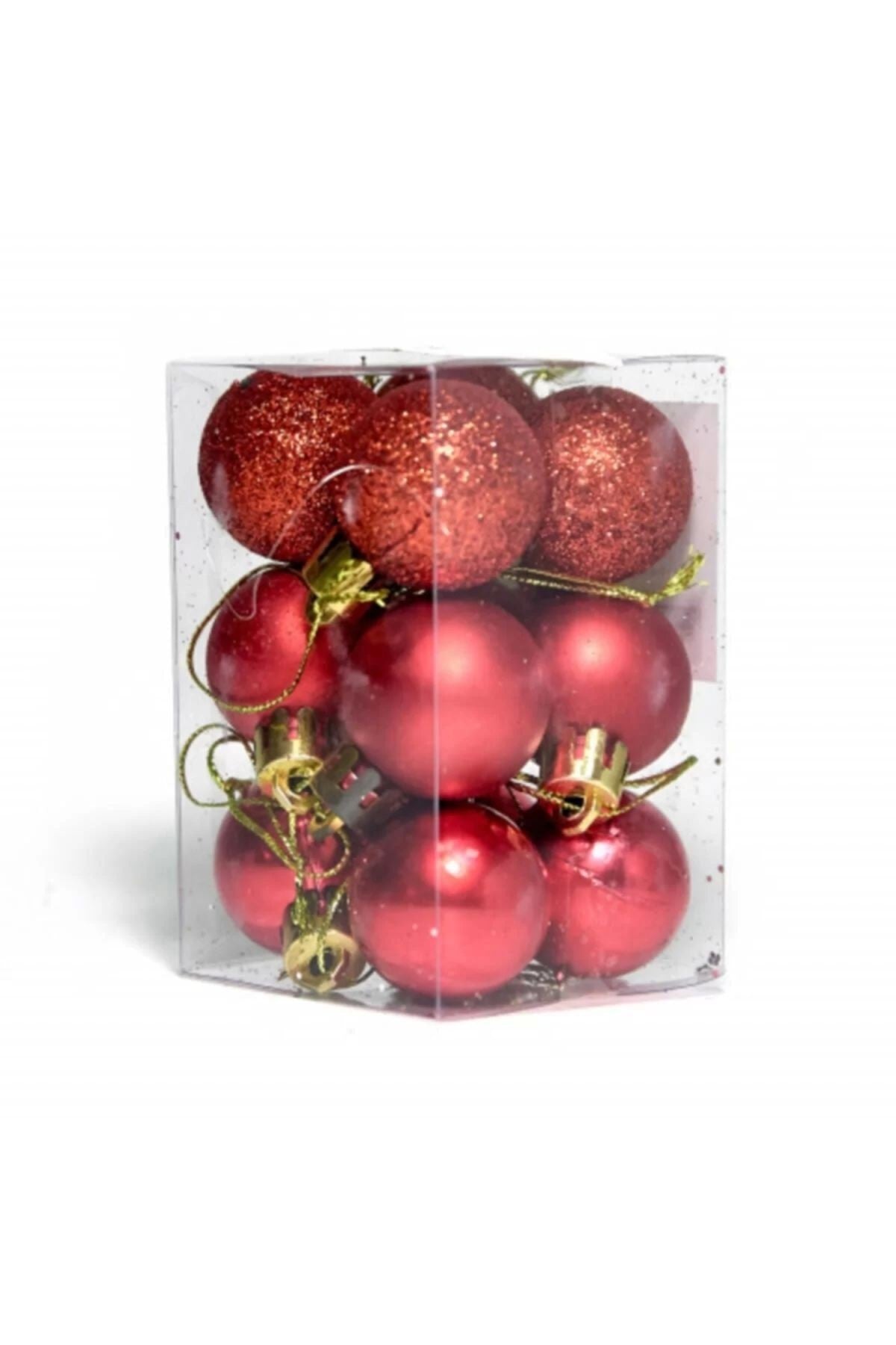 12'li Kırmızı Yılbaşı Topu 3 Cm , Noel Ağacı Topu, Çam Ağacı Topu