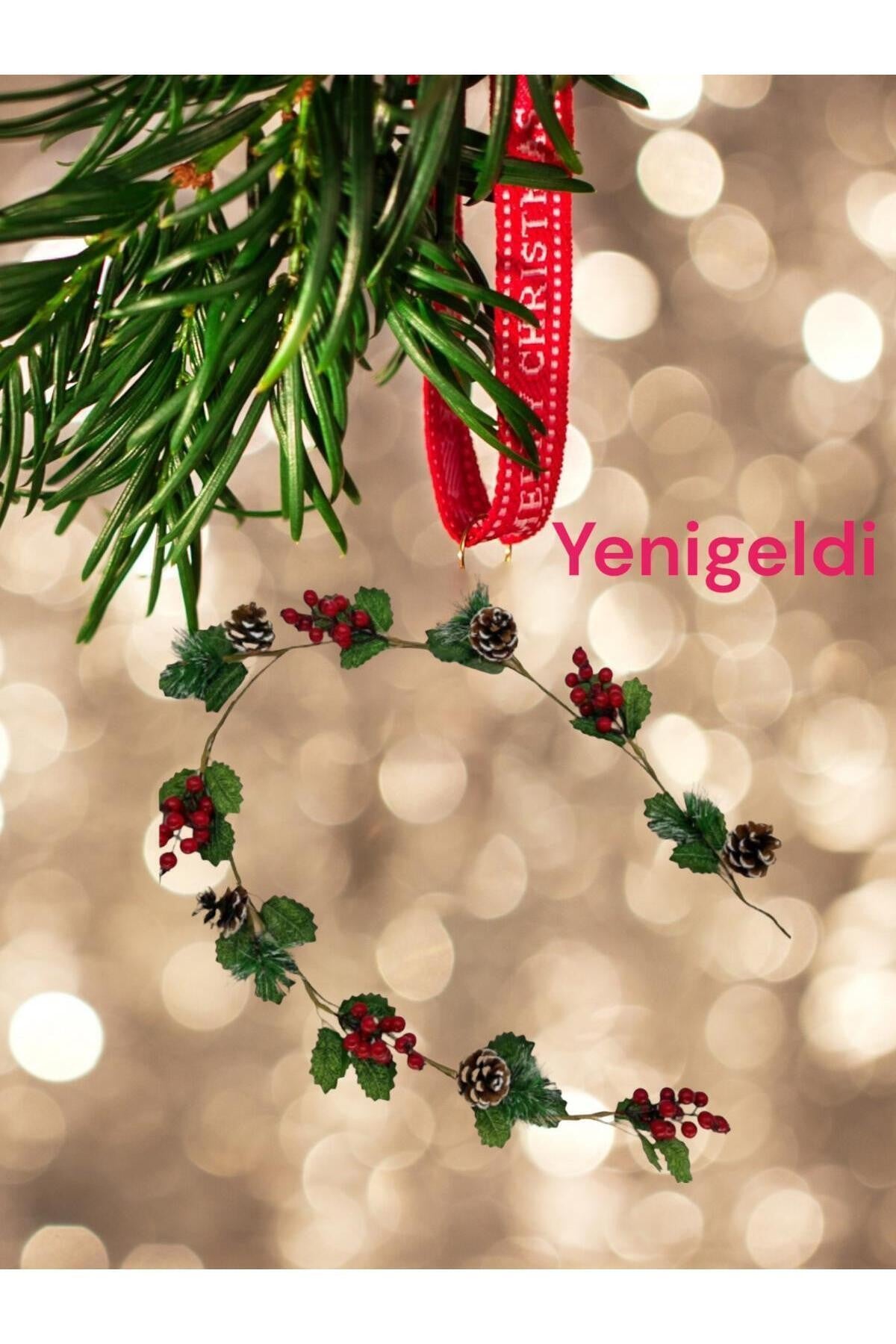 2 Adet 1,5 metrekozalaklı Sarmaşık Uğur Kokina Red Berry Yılbaşı Süsü Yeni Yıl Süs t1182