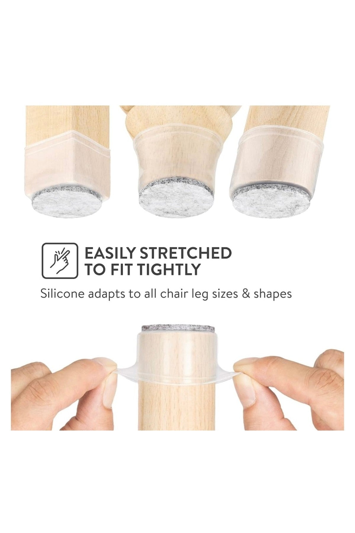4 Adet ( 3cm-3,5cm ) Yarı Saydam Silikon Keçeli Sandalye Susturucu Sandalye Pabucu