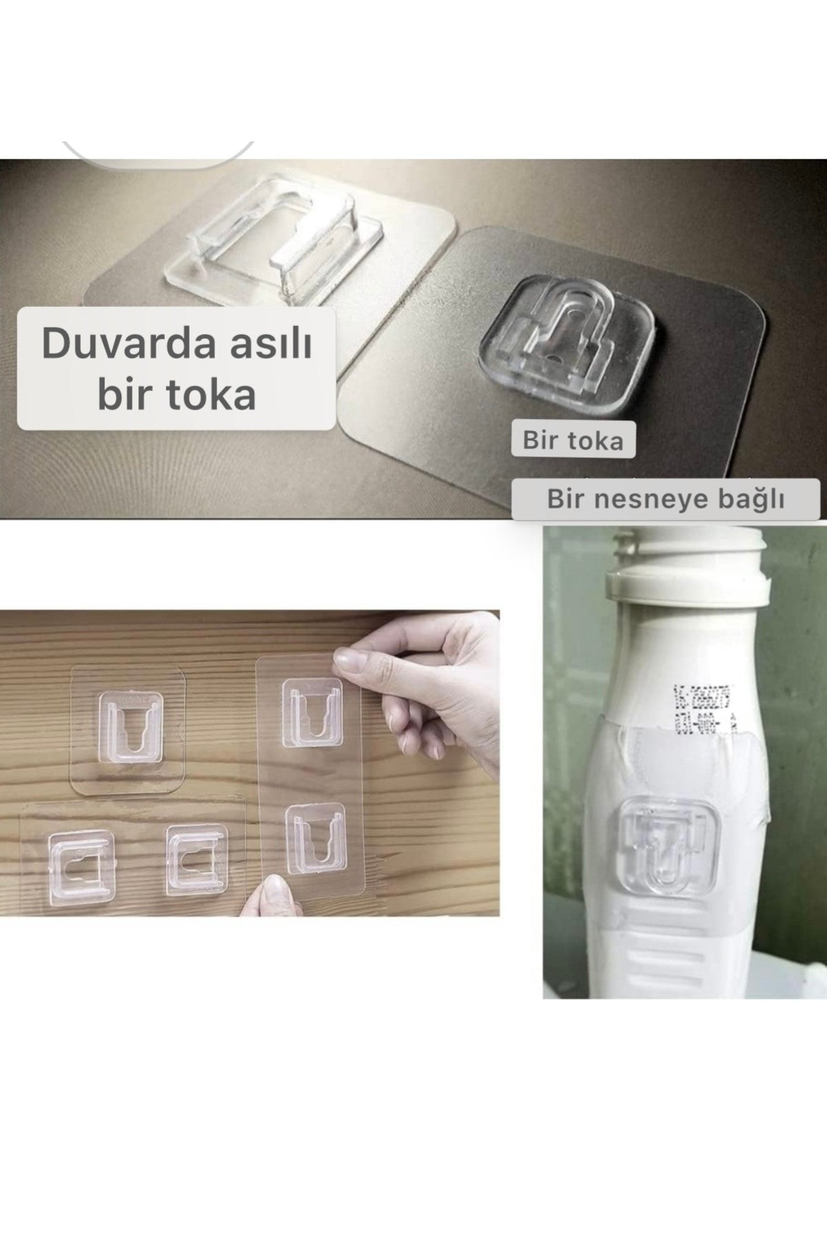 10 Set Çok Güçlü Kendinden Yapışkanlı Eşya Sabitleme Askısı Geçmeli Klips yzmk