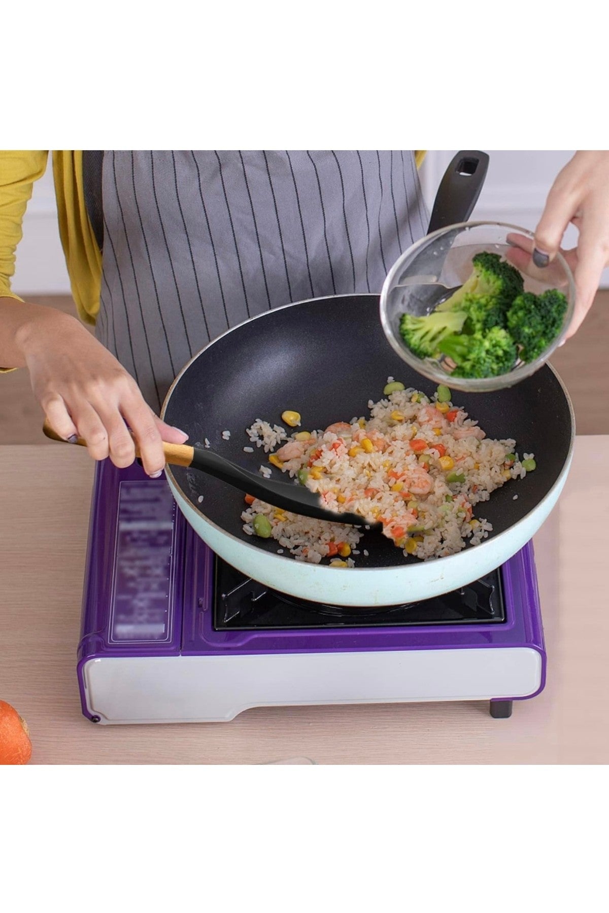 2 Adet (2 si 1 Arada ) Silikon Kaşık Spatula Yapışmaz