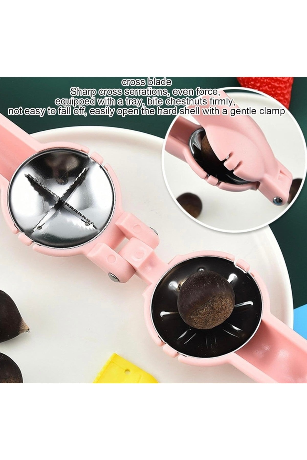 1 Adet Yeni Tasarım Ergonomik Paslanmaz Çelik Hazneli Ceviz Kırıcı Kestane Kesici