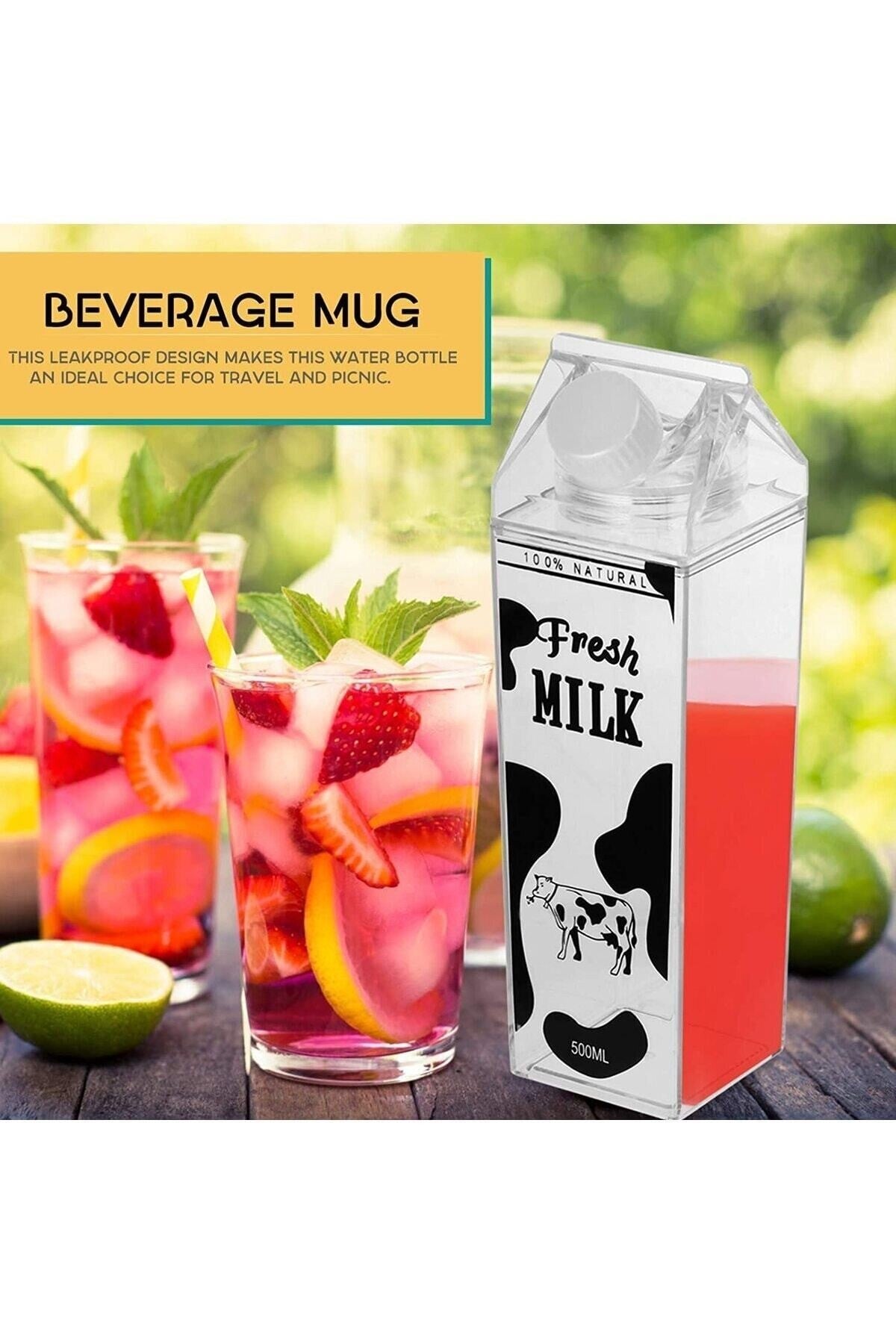 1 Adet 500ml Flamingo Süt Kutu Tasarımlı Su Kahve Içecek Şişesi Cam Değildir Kahve Ve Sunum Bardağı